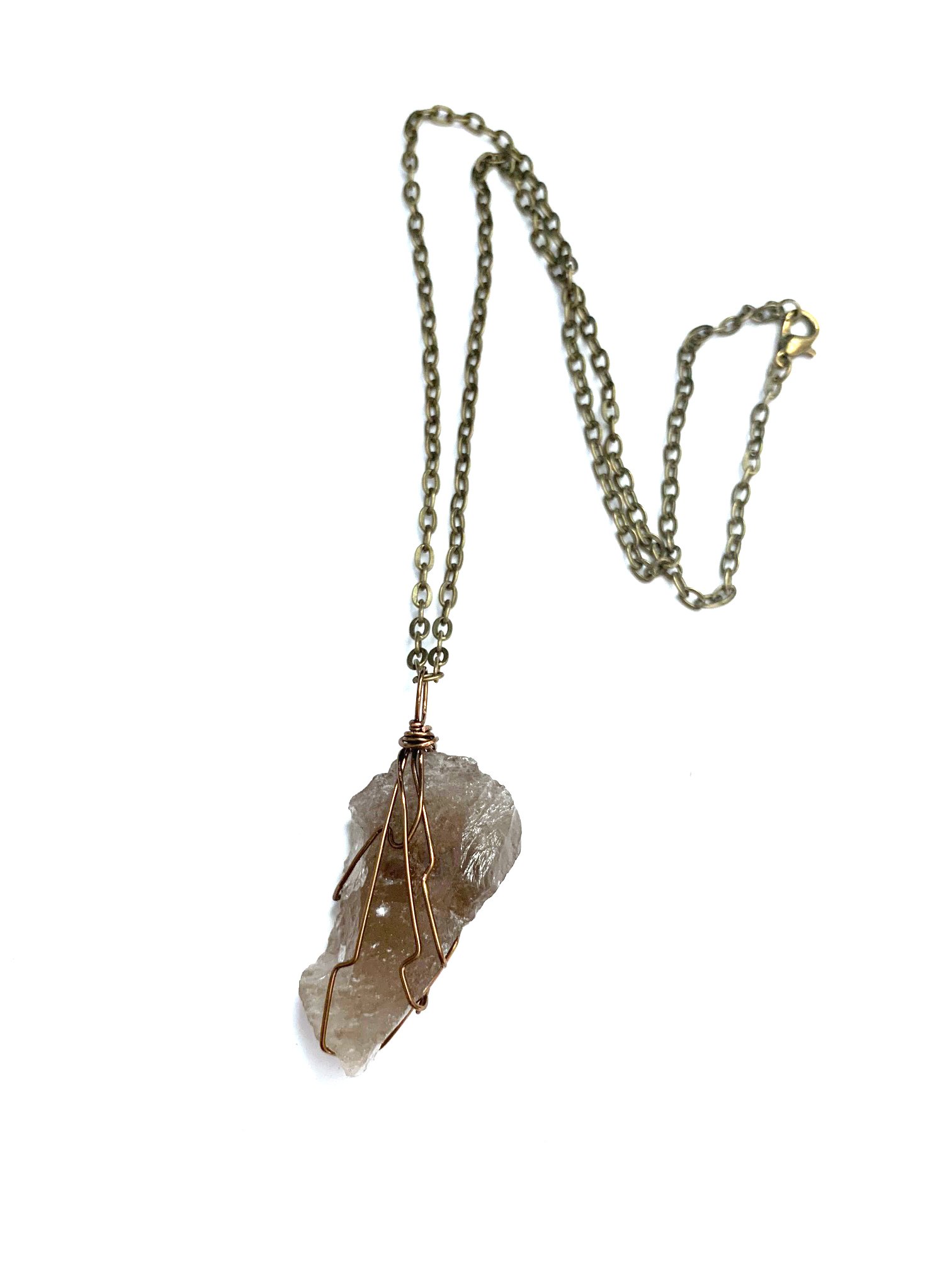 Handmade unique Wire Wrapped Genuine Joshua Tree smoky quartz 2 inch genuine smokey quartz