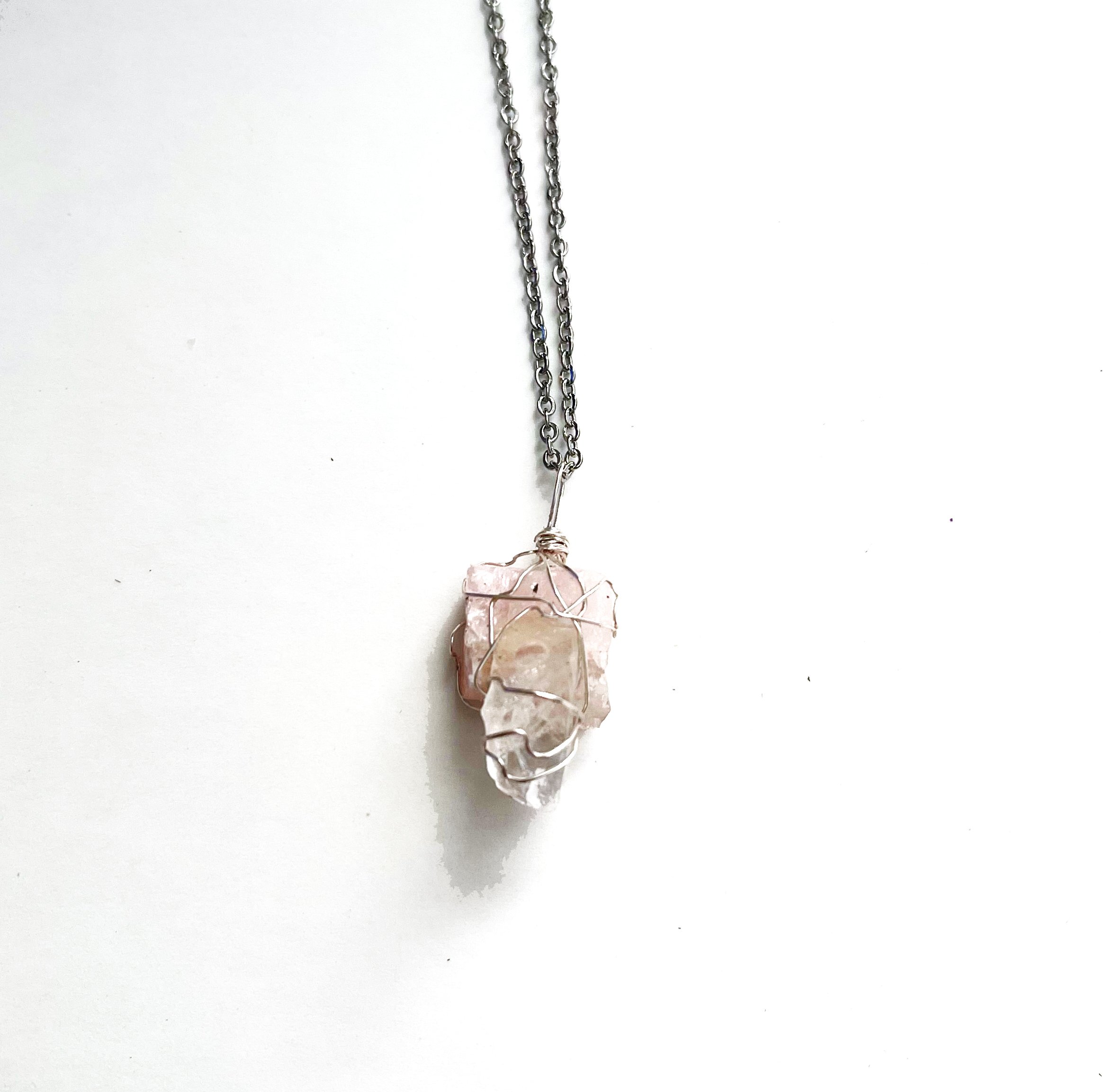 Rose Quartz and Clear Quartz Duo Necklace