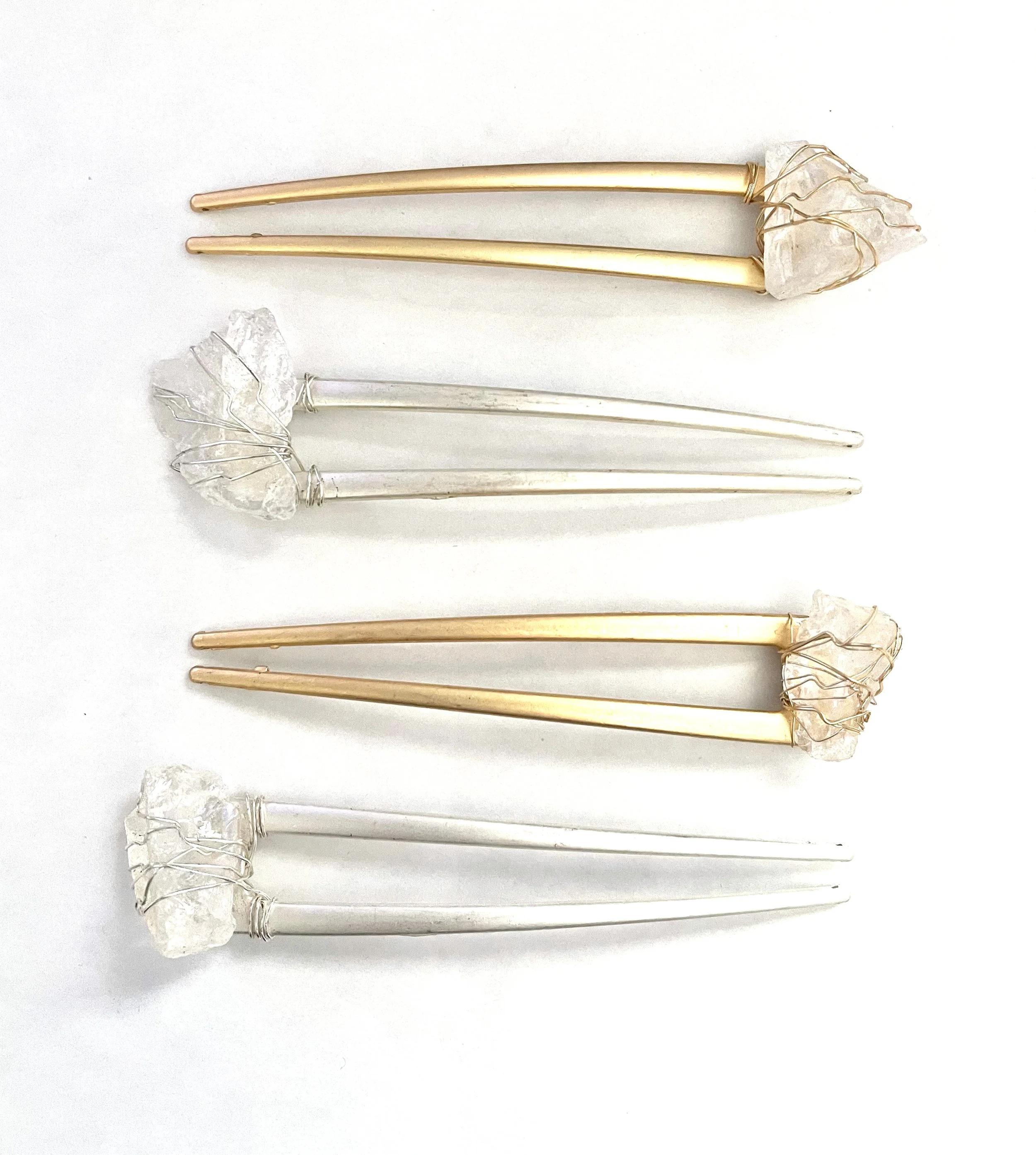 Crystal or Amethyst Hair Pin