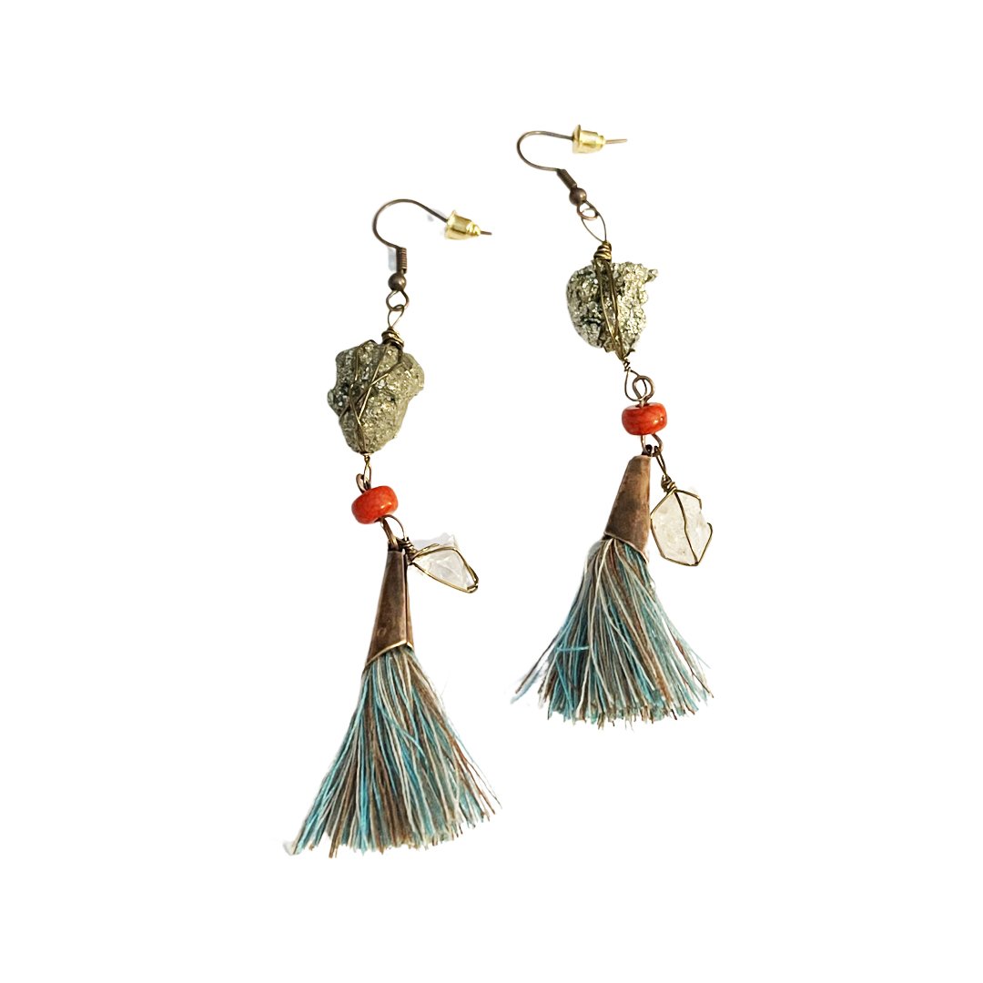 Pyrite Tassel Earrings