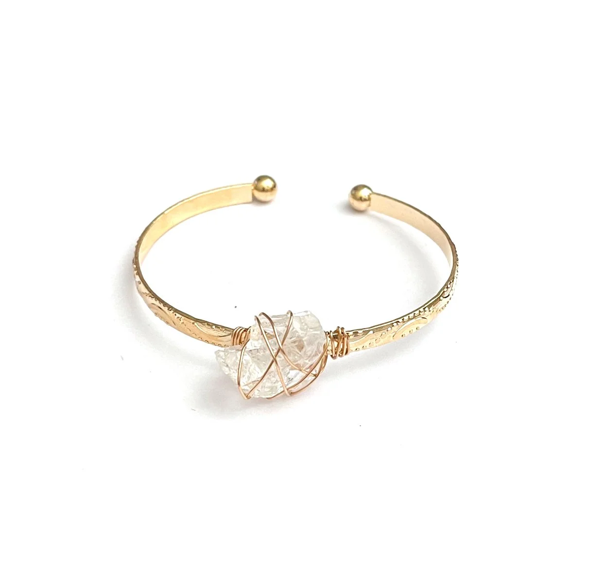 Wave Design Joshua Tree Quartz Crystal Cuff Bracelet