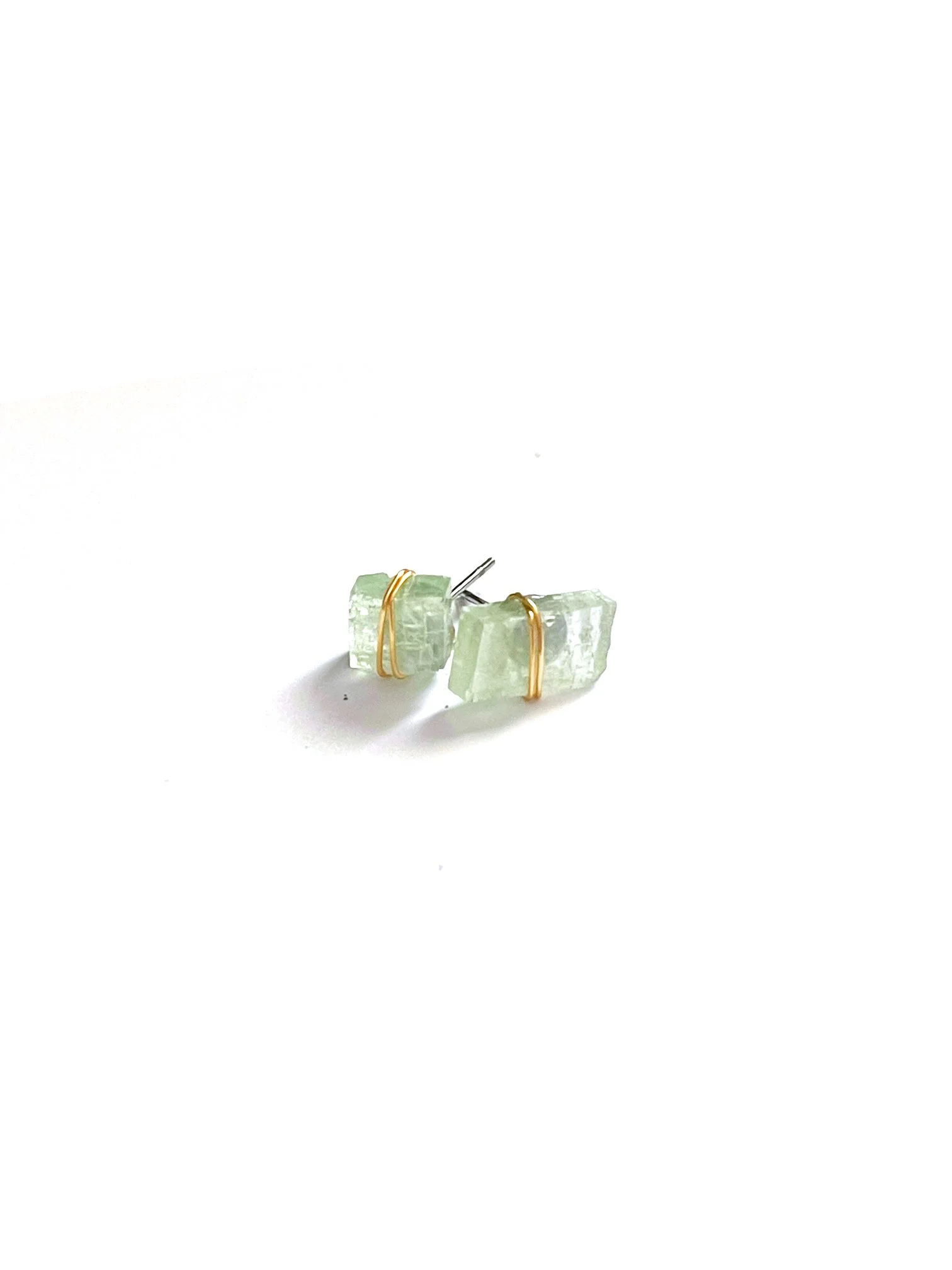 Green Calcite Wire Wrapped Earrings