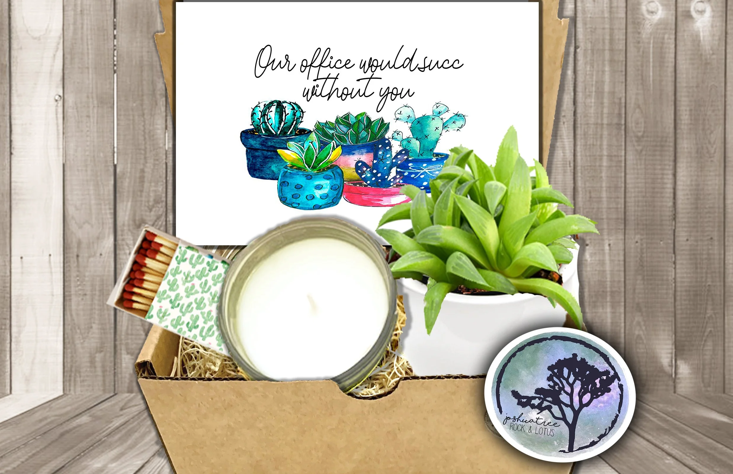 Our Office Would Succ Without You Succulent Gift Box - Potted Plants Cluster Card