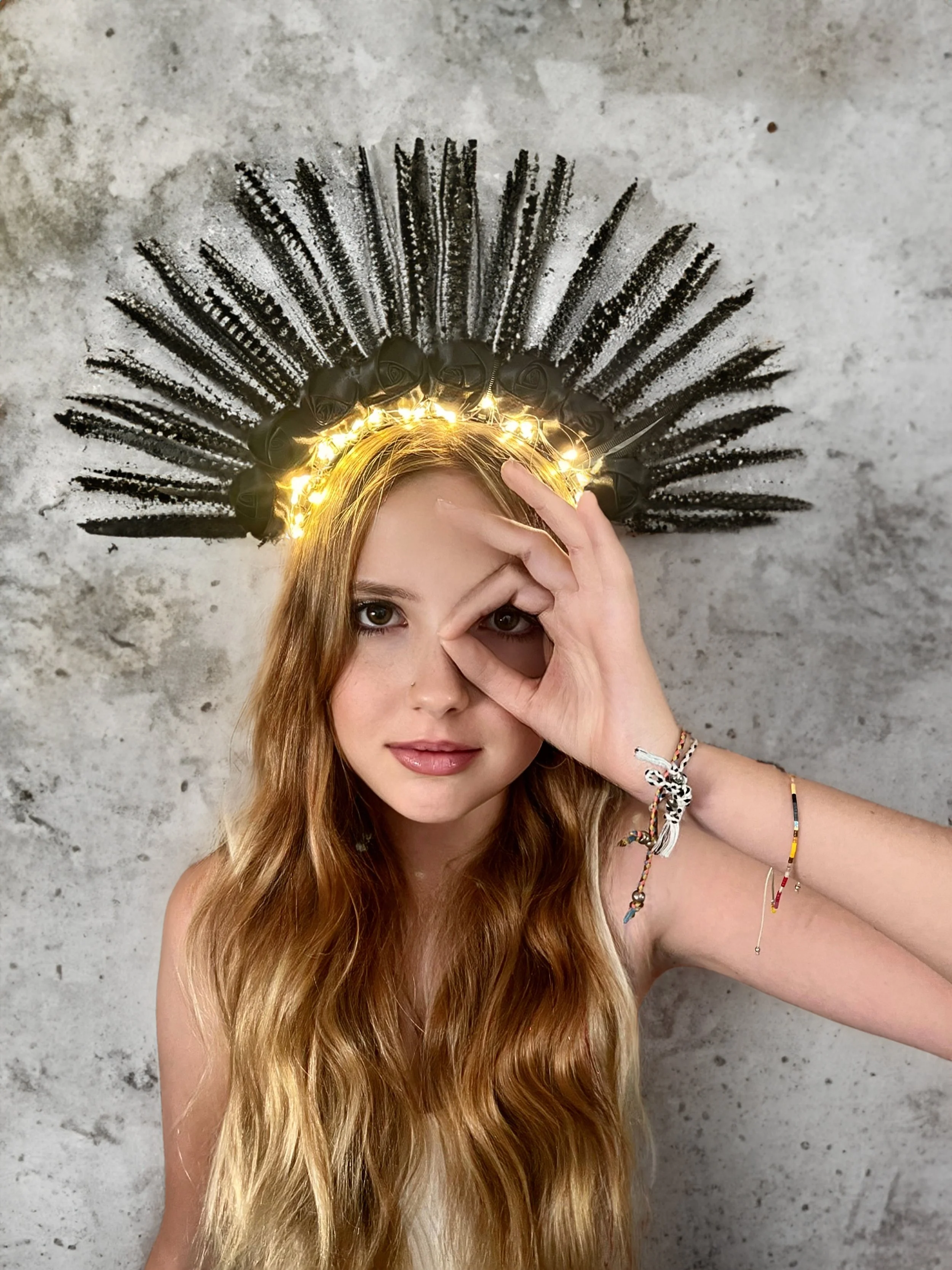 Black Roses and Feather Goddess Light Crown