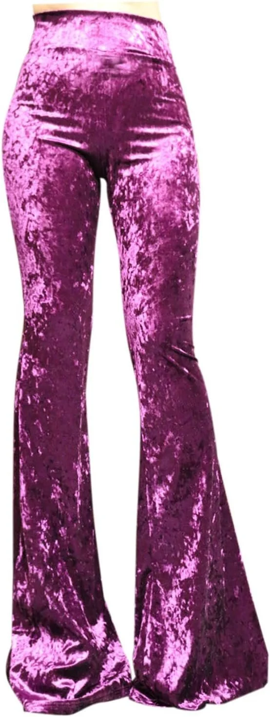 Crushed Velvet Bellbottoms - Purple