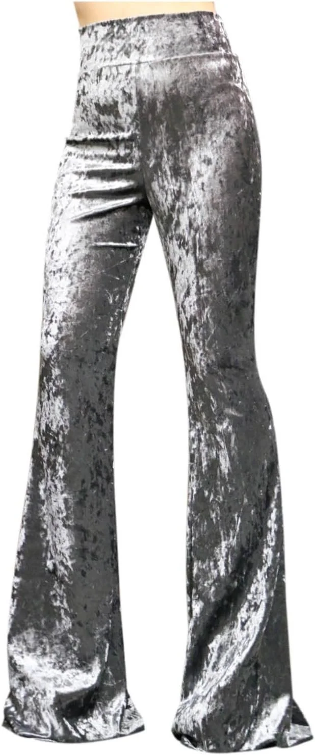 Crushed Velvet Bellbottoms - silver