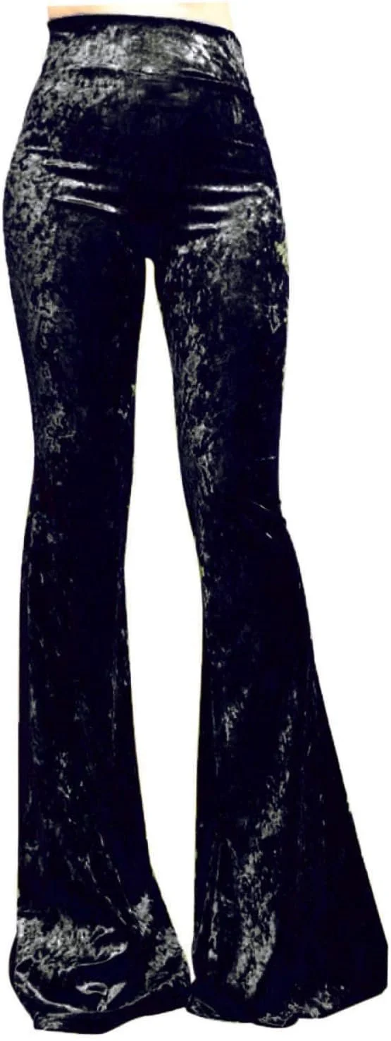 Crushed Velvet Bellbottoms - Black
