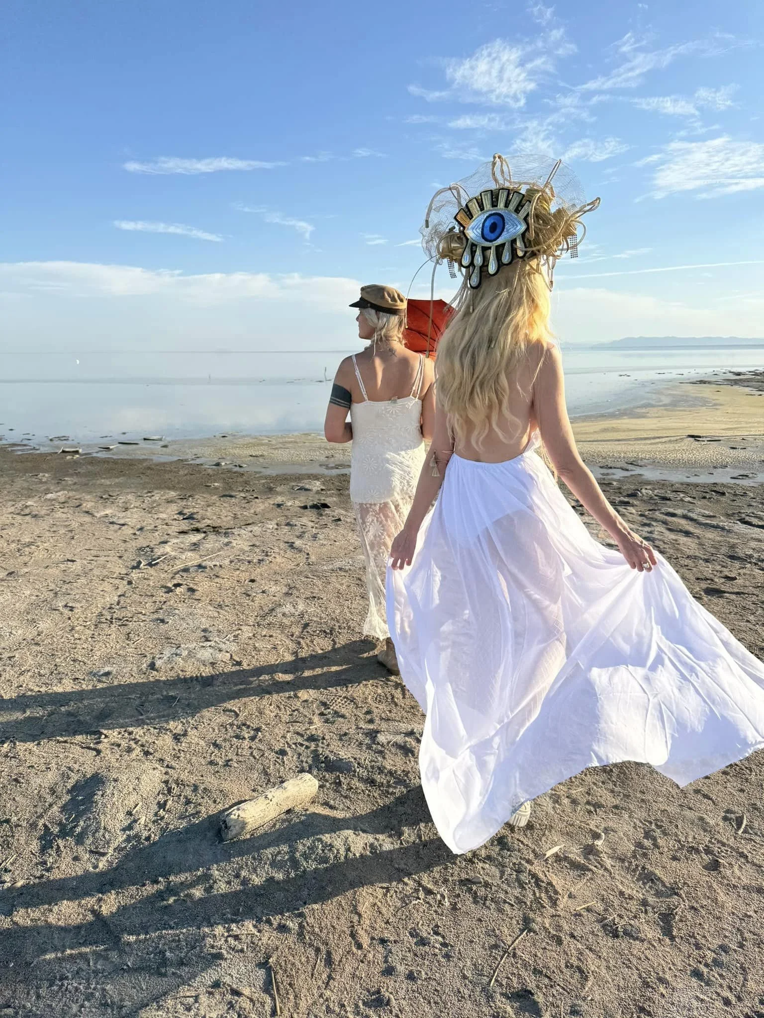 Woman in steampunk crown at Bombay Beach Biennale