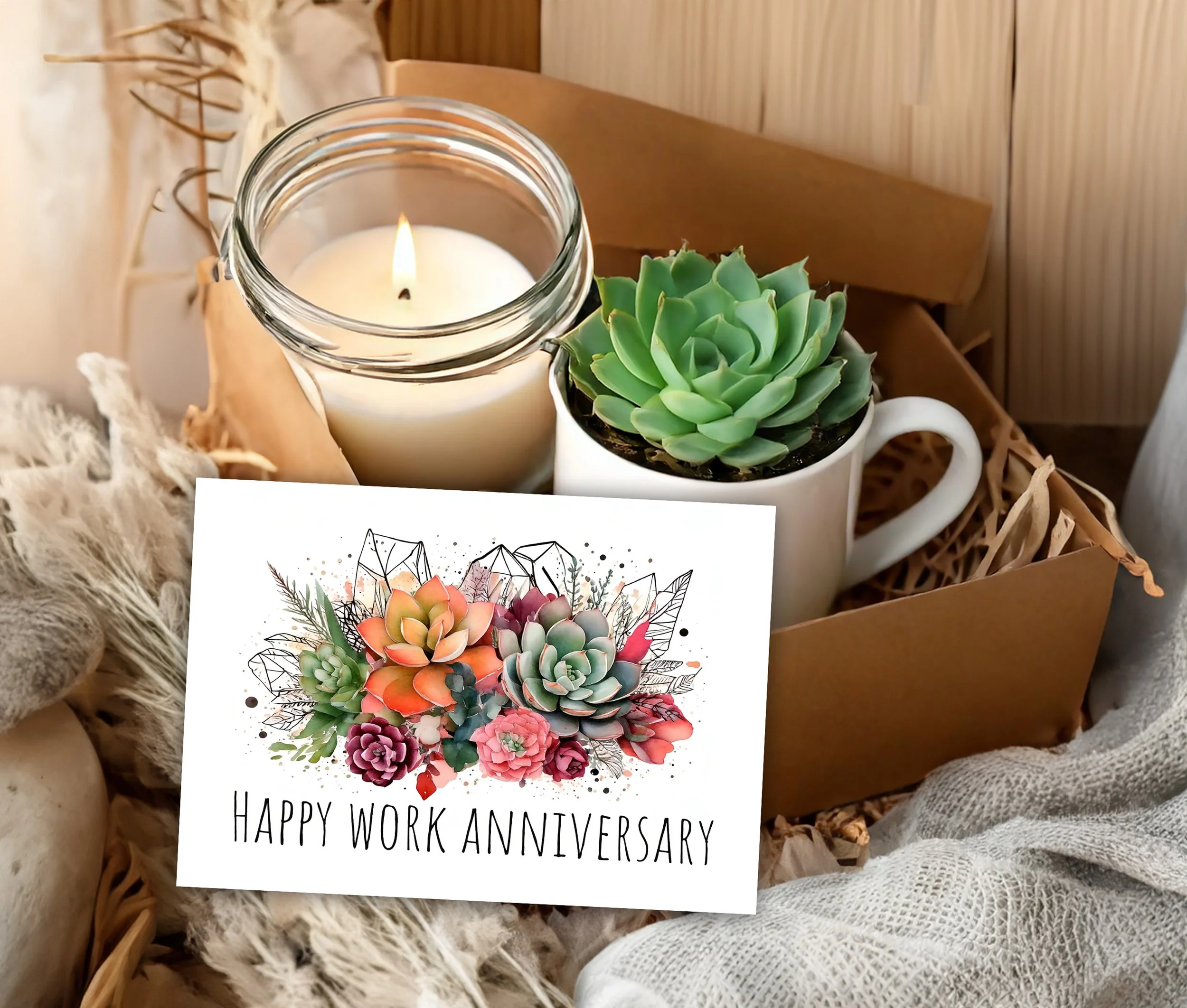 Happy Work Anniversary - Succulent Gift Box Set