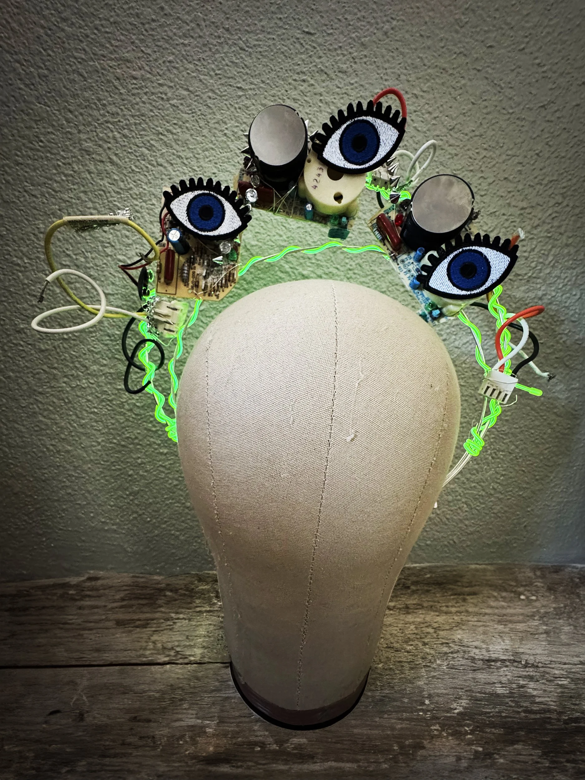 Handmade illuminated crown by artist Charity Huether from Joshua Tree, CA