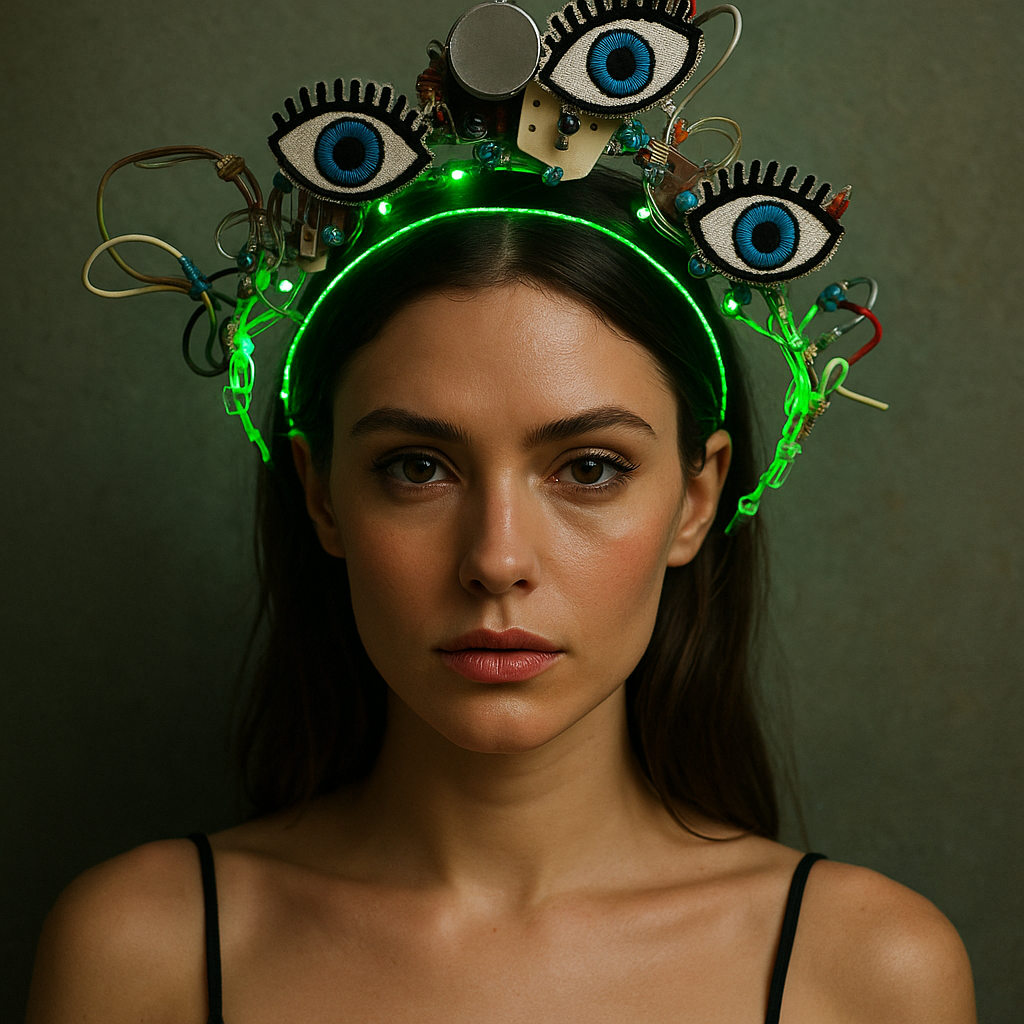 Handmade illuminated crown by artist Charity Huether from Joshua Tree, CA