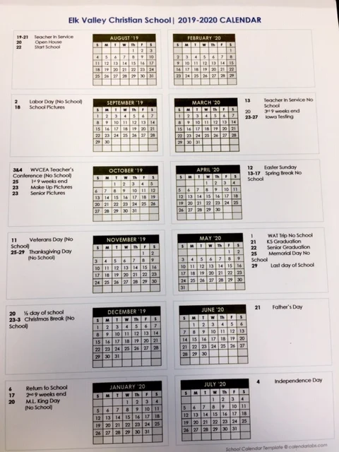School Calendar 19 Since 1974