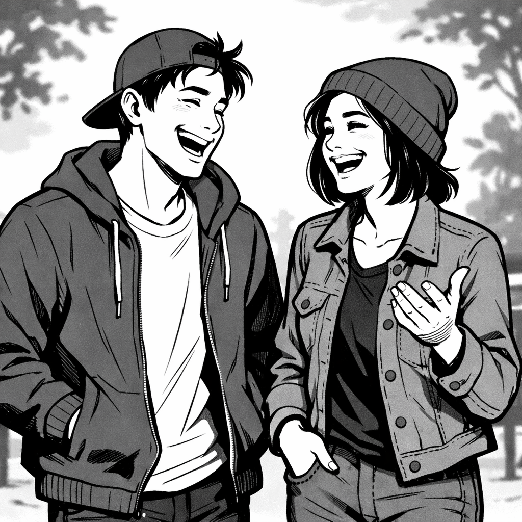 b w image of two people talking.png