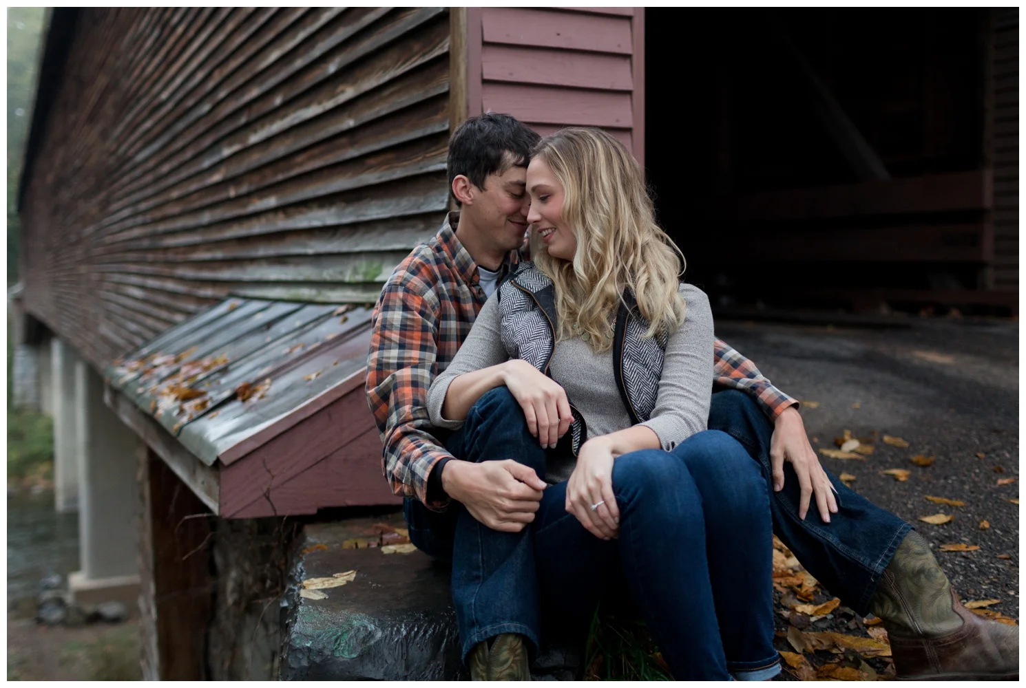 Meems Bottom Covered Bridge Engagement Session in New Market, VA