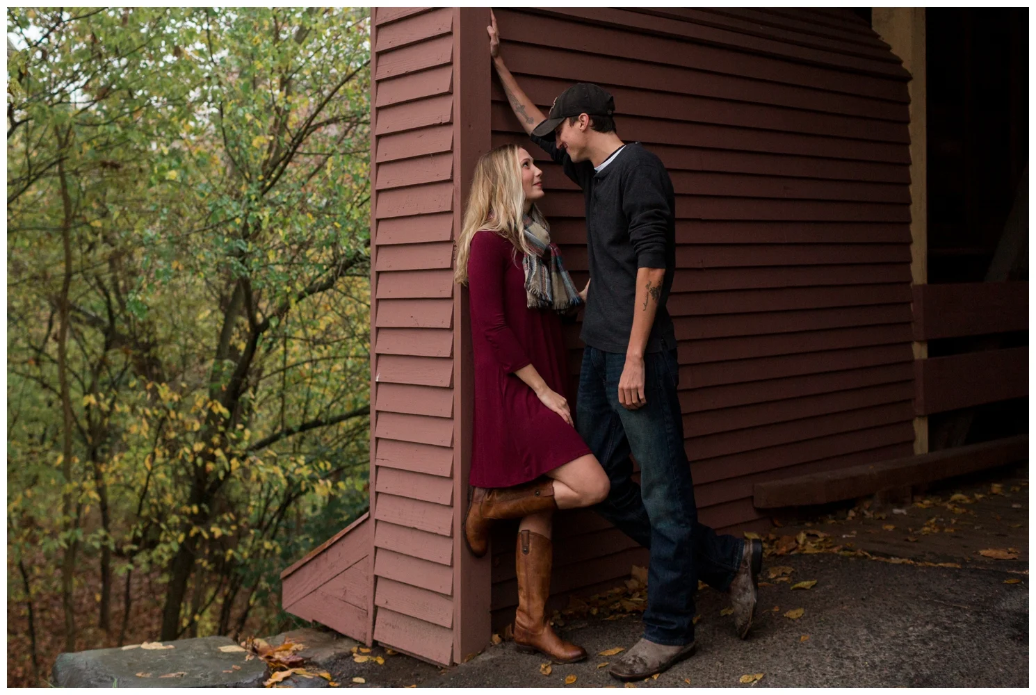 Meems Bottom Covered Bridge Engagement Session in New Market, VA