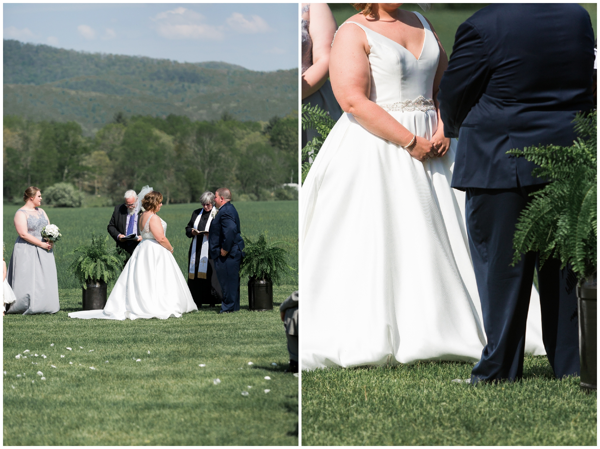 200-person Highland County Virginia mountaintop wedding in spring with large bridal party