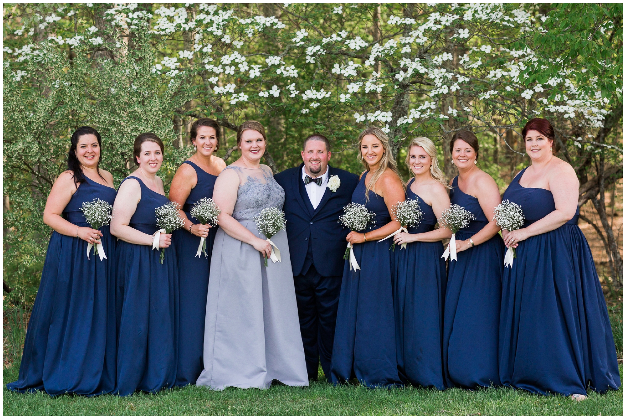 200-person Highland County Virginia mountaintop wedding in spring with large bridal party