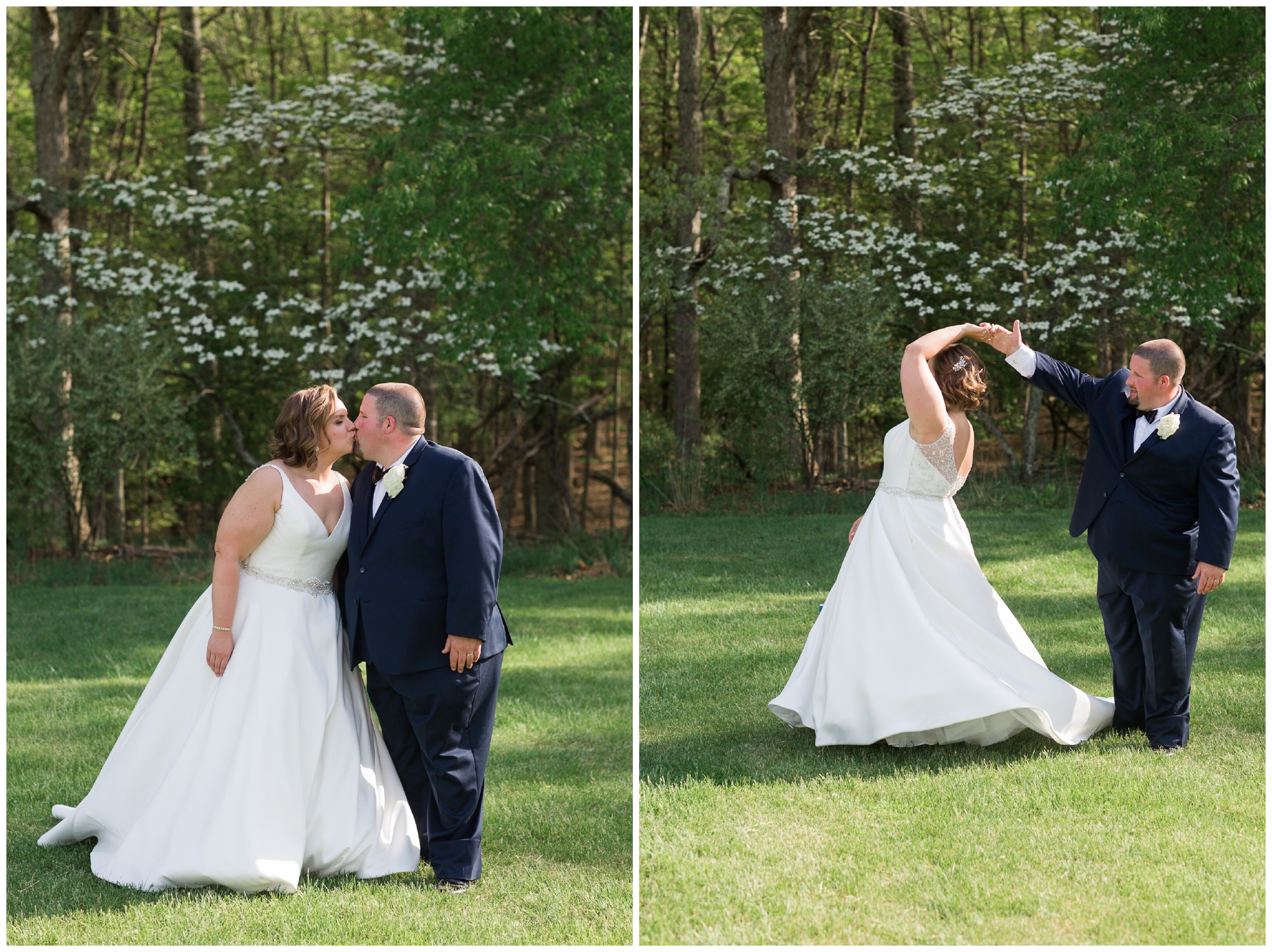 200-person Highland County Virginia mountaintop wedding in spring with large bridal party