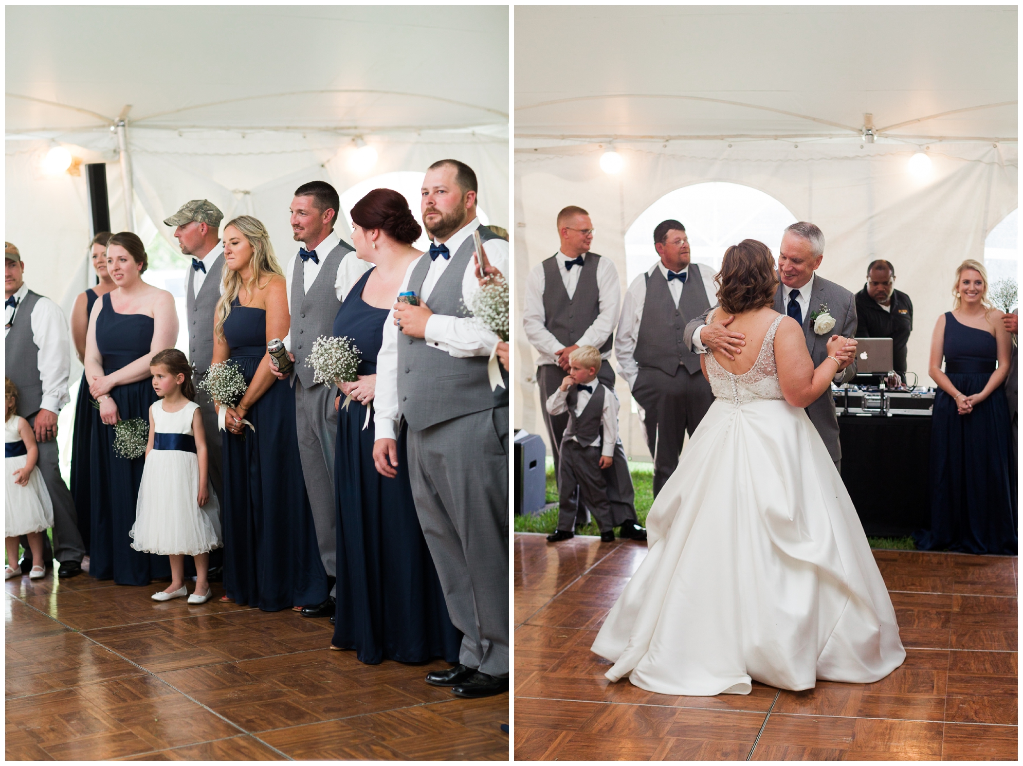 200-person Highland County Virginia mountaintop wedding in spring with large bridal party