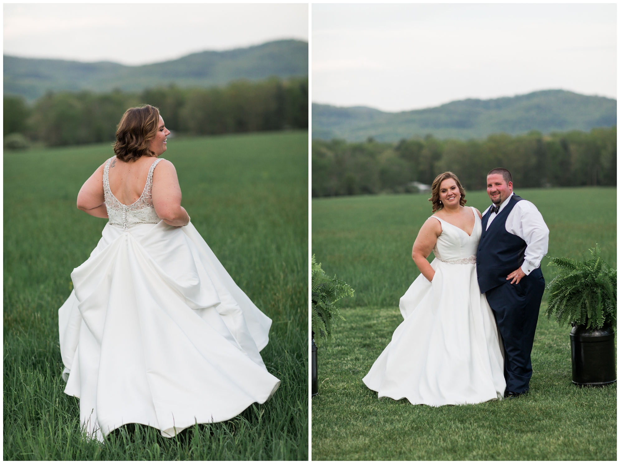 200-person Highland County Virginia mountaintop wedding in spring with large bridal party