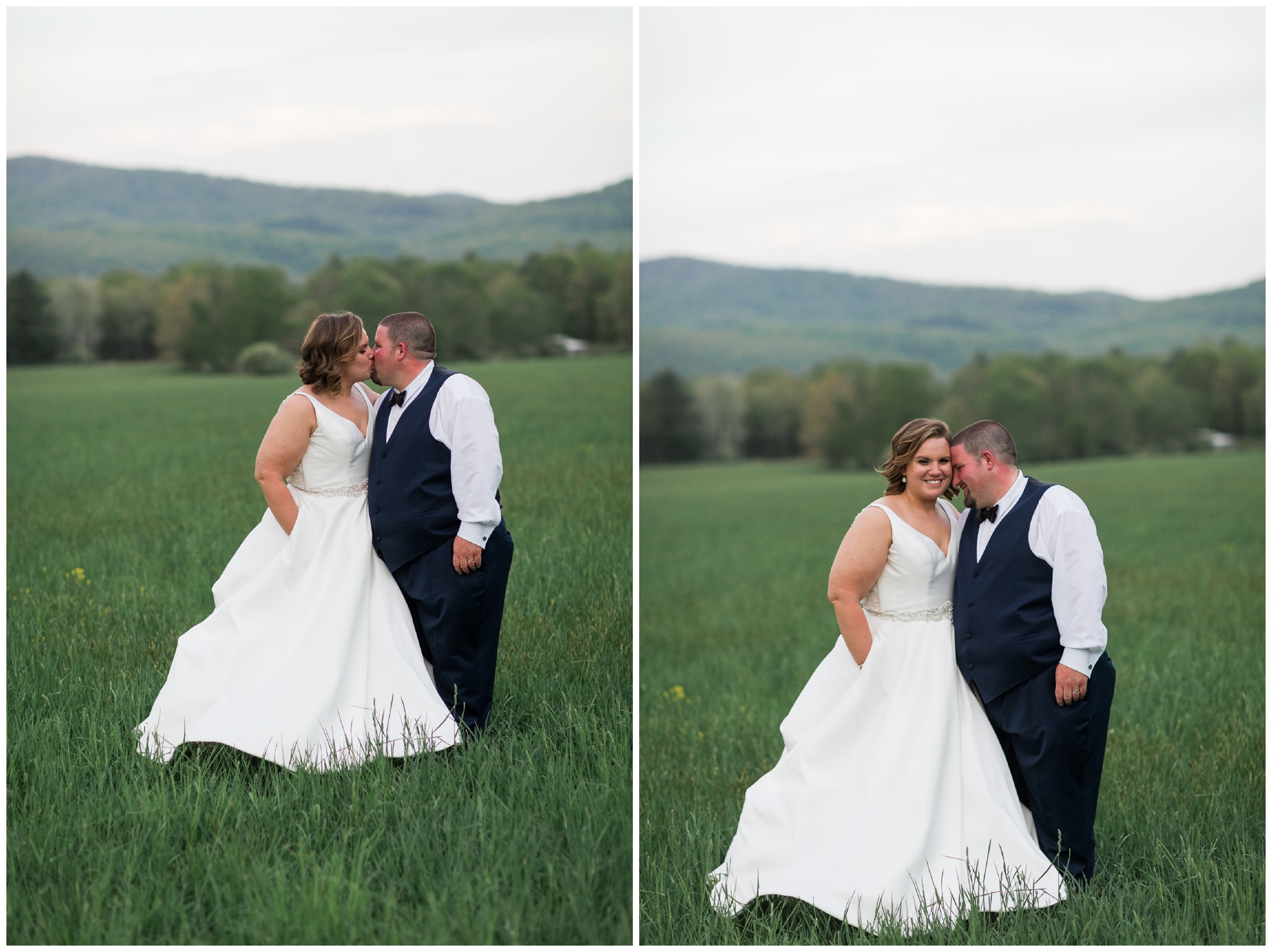 200-person Highland County Virginia mountaintop wedding in spring with large bridal party