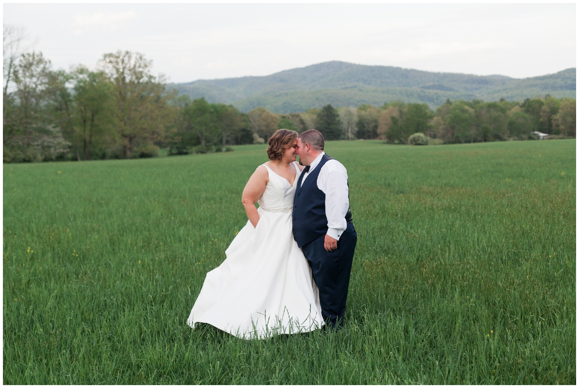 200-person Highland County Virginia mountaintop wedding in spring with large bridal party