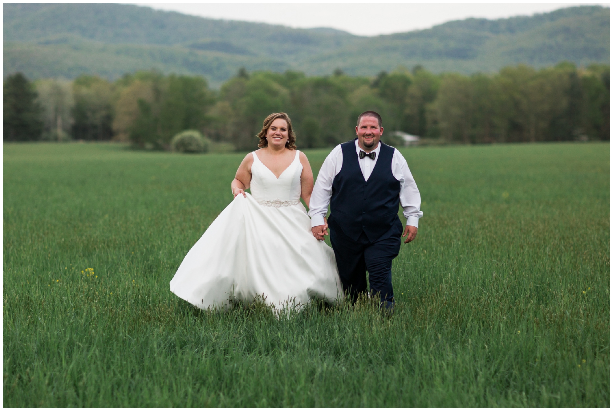 200-person Highland County Virginia mountaintop wedding in spring with large bridal party