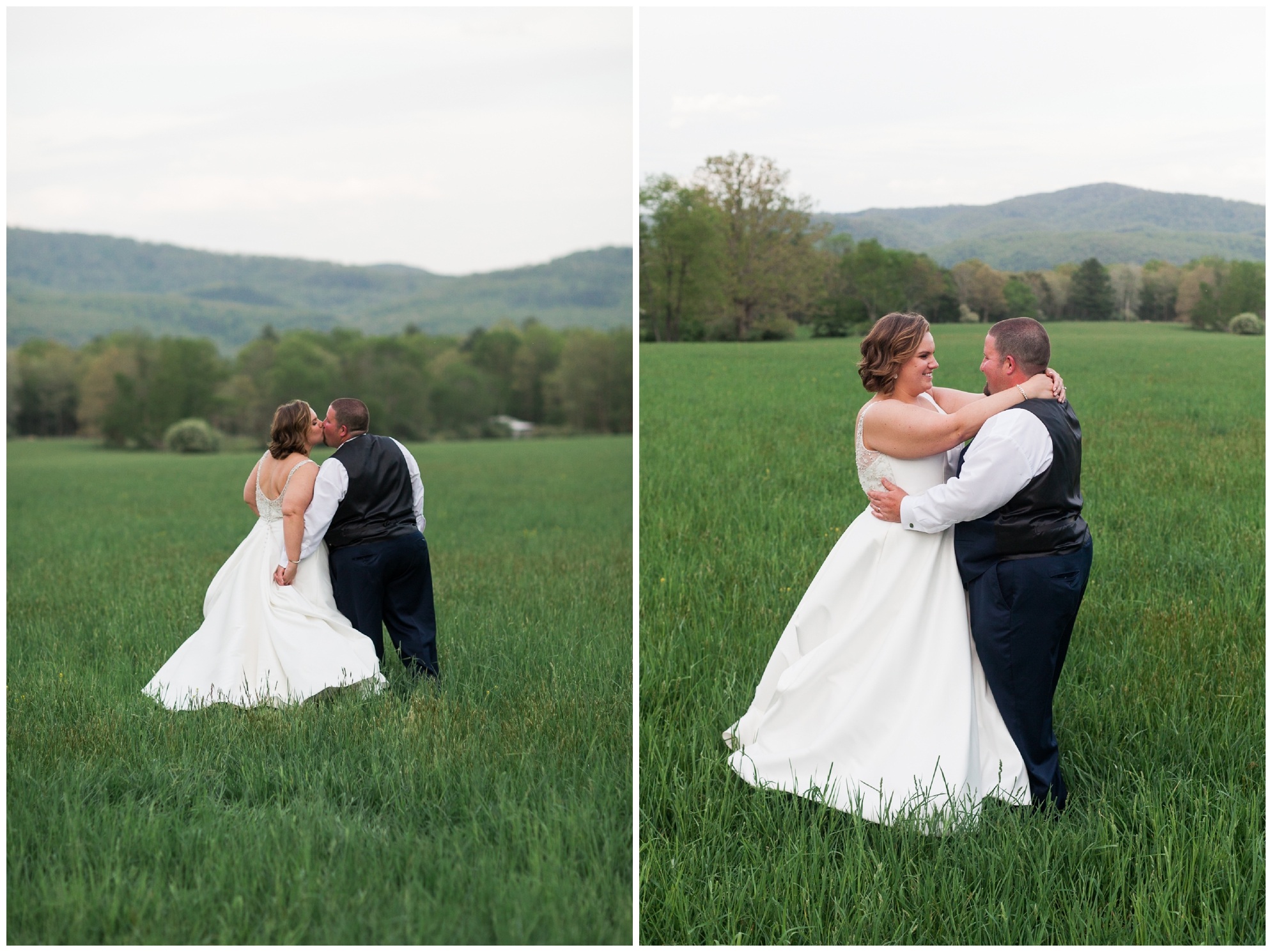 200-person Highland County Virginia mountaintop wedding in spring with large bridal party