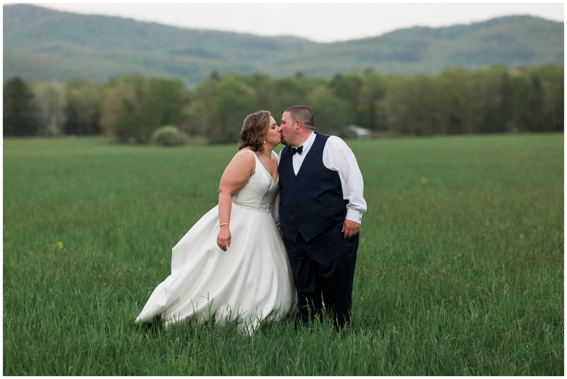 200-person Highland County Virginia mountaintop wedding in spring with large bridal party