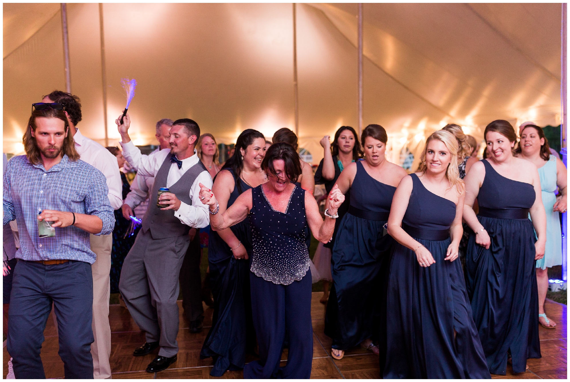200-person Highland County Virginia mountaintop wedding in spring with large bridal party