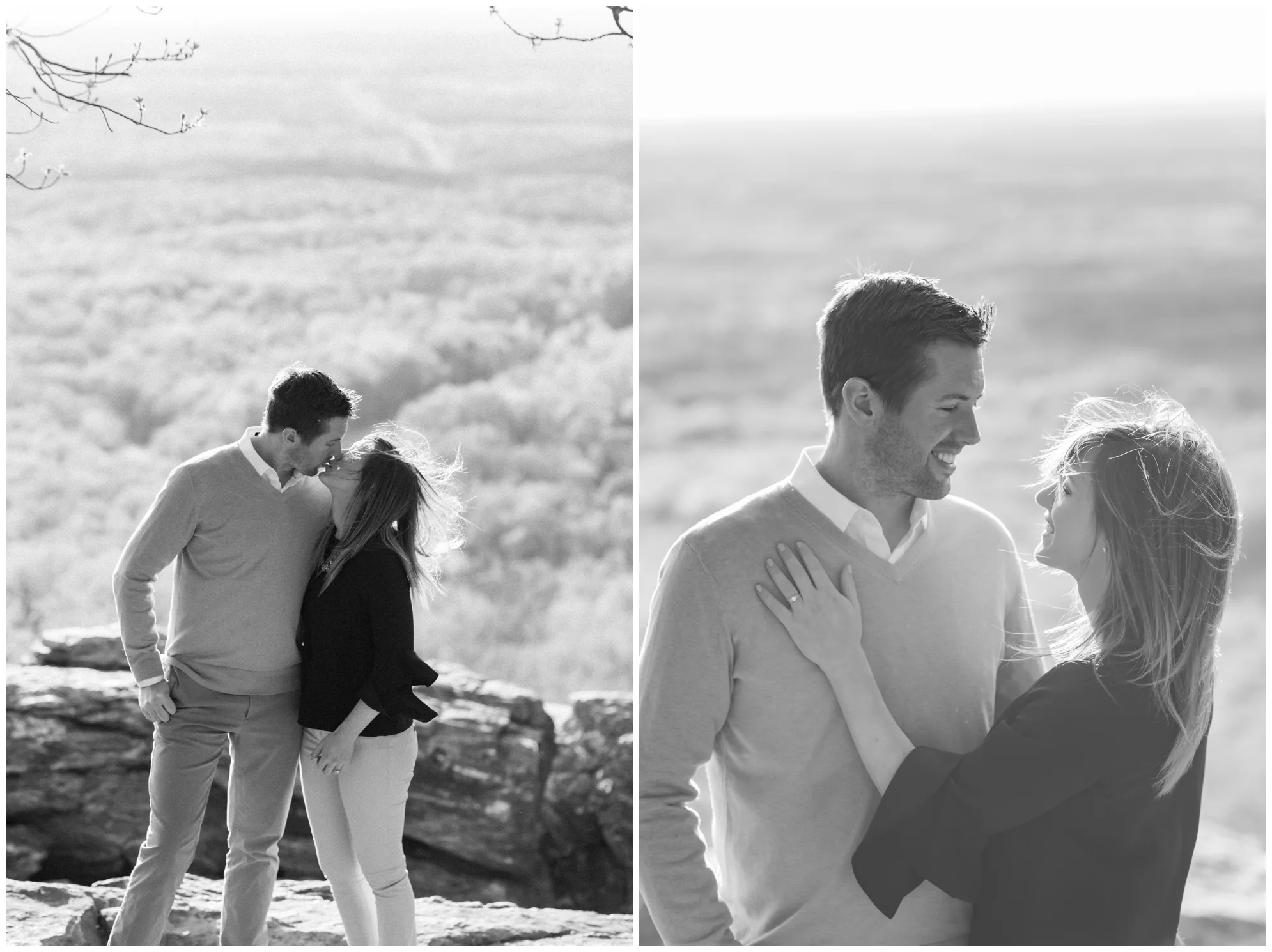 Spring engagement session at Bears Den at Bluemont, VA with two dogs