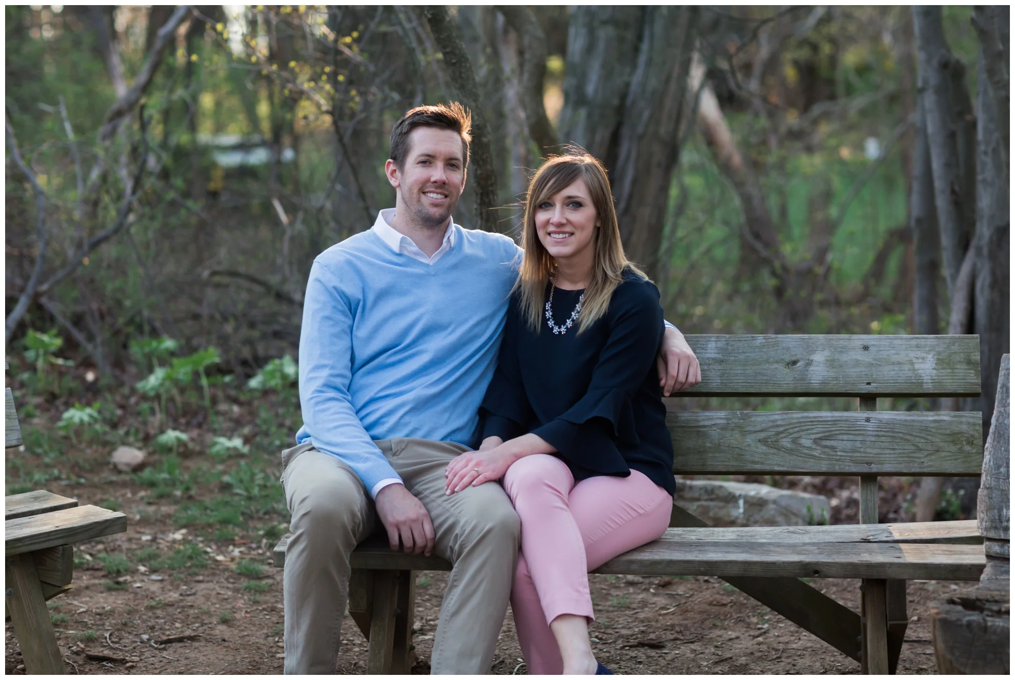 Spring engagement session at Bears Den at Bluemont, VA with two dogs