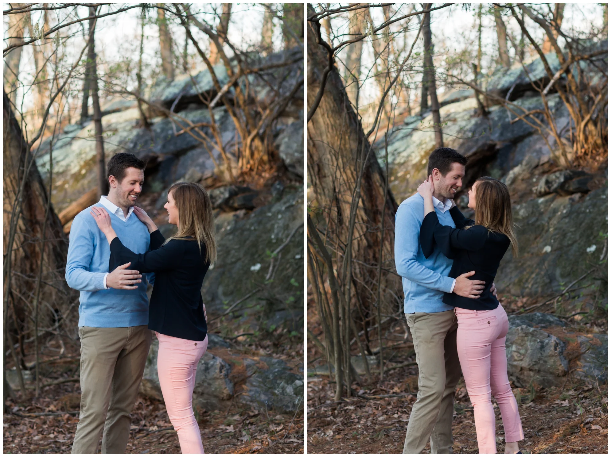 Spring engagement session at Bears Den at Bluemont, VA with two dogs