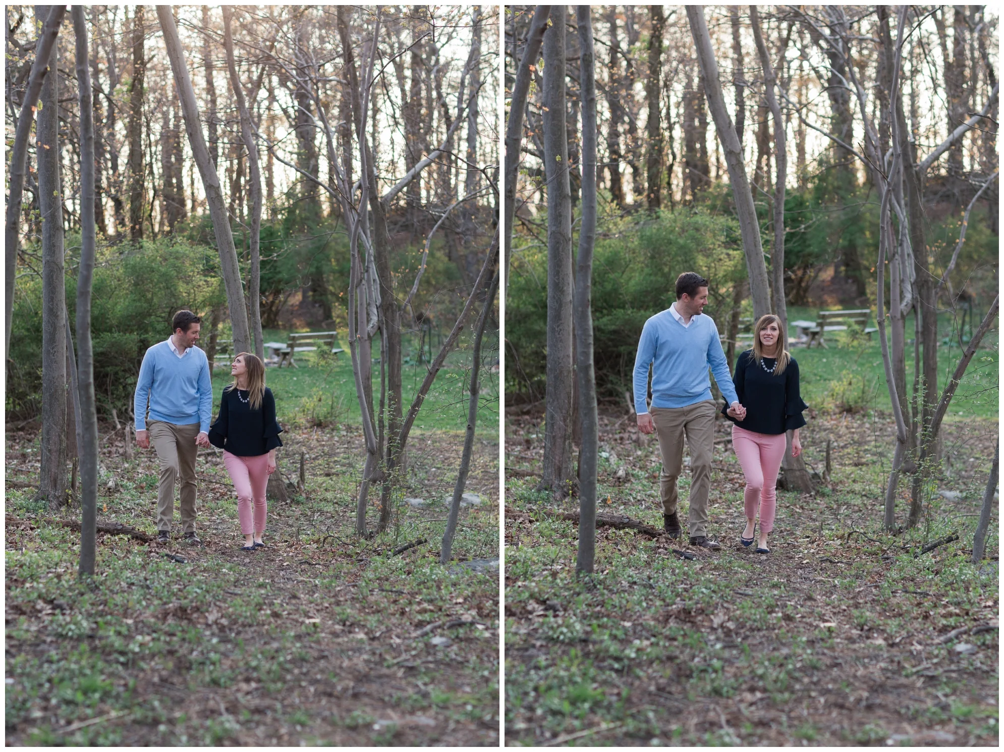 Spring engagement session at Bears Den at Bluemont, VA with two dogs