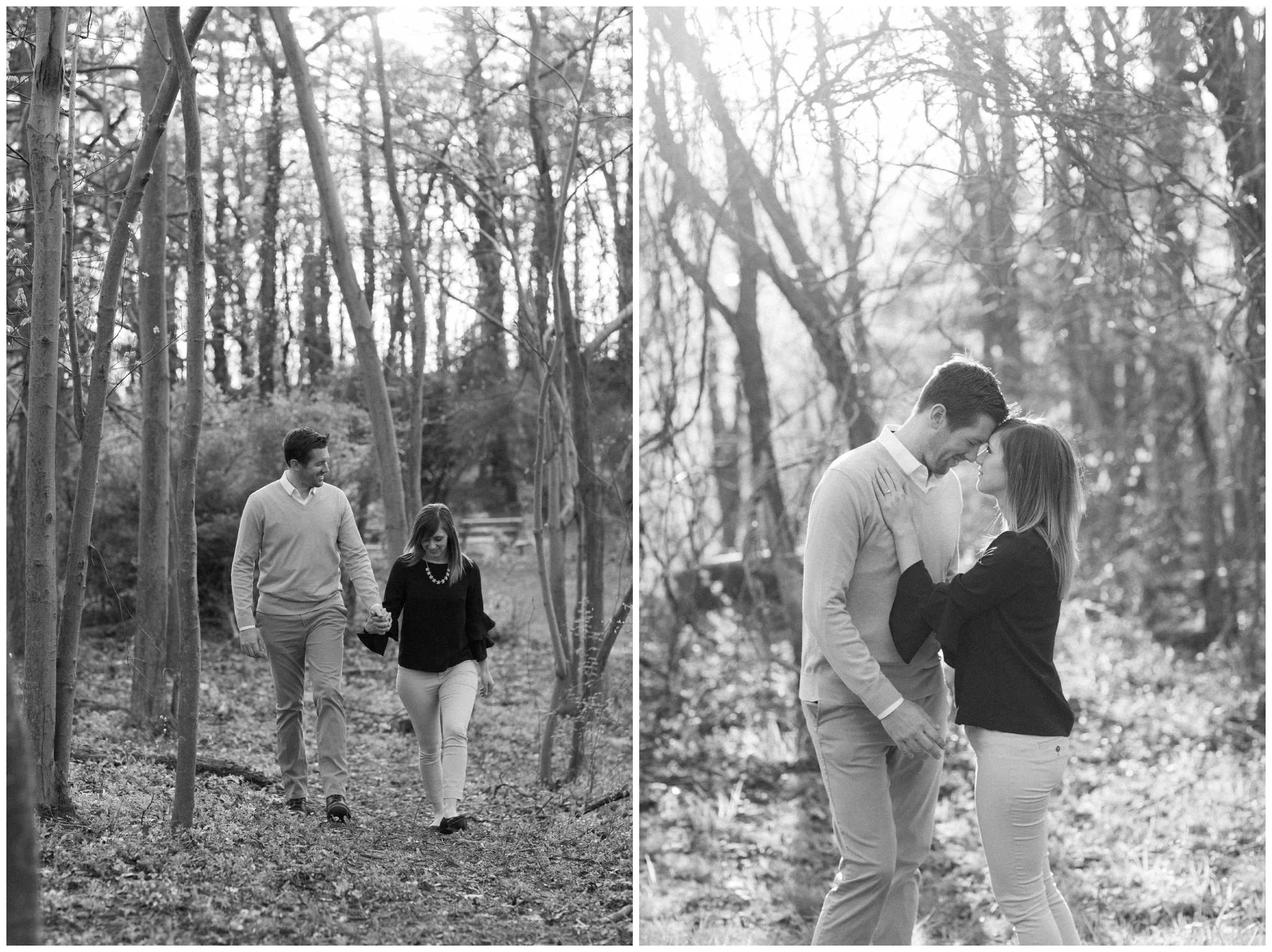 Spring engagement session at Bears Den at Bluemont, VA with two dogs