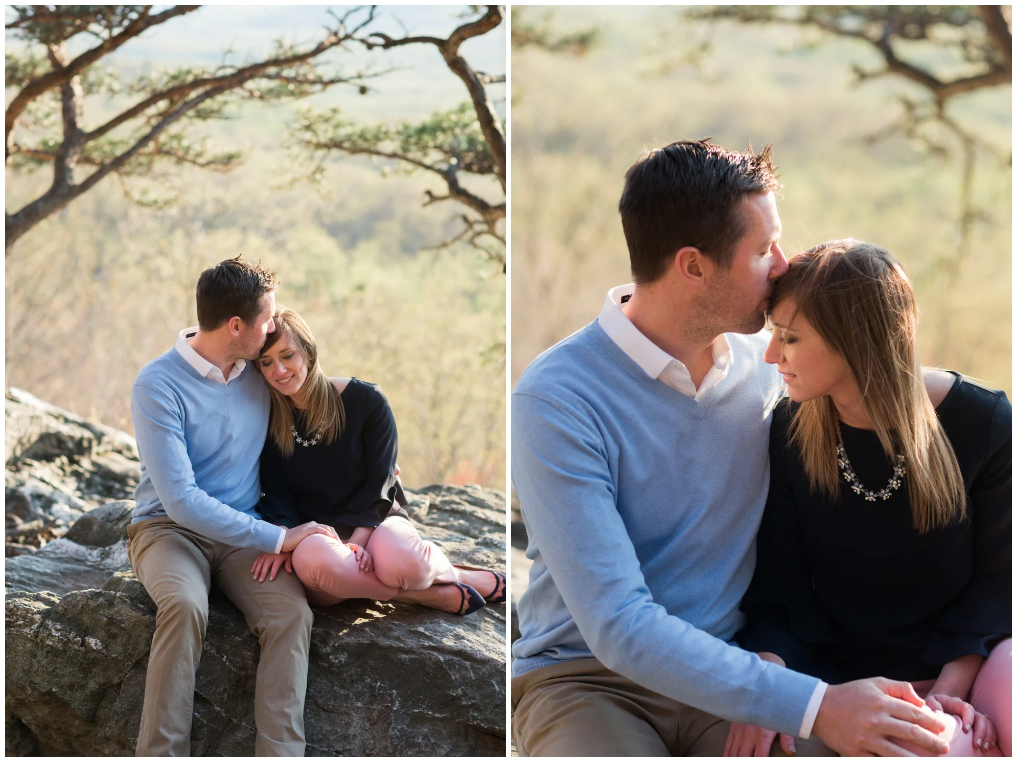 Spring engagement session at Bears Den at Bluemont, VA with two dogs