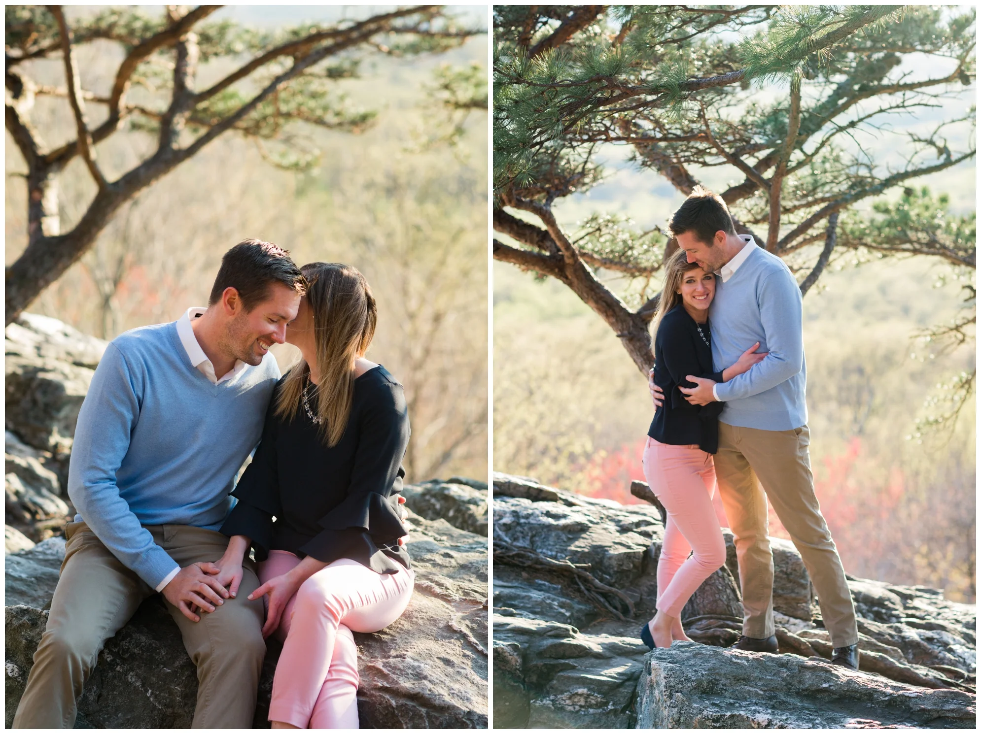 Spring engagement session at Bears Den at Bluemont, VA with two dogs