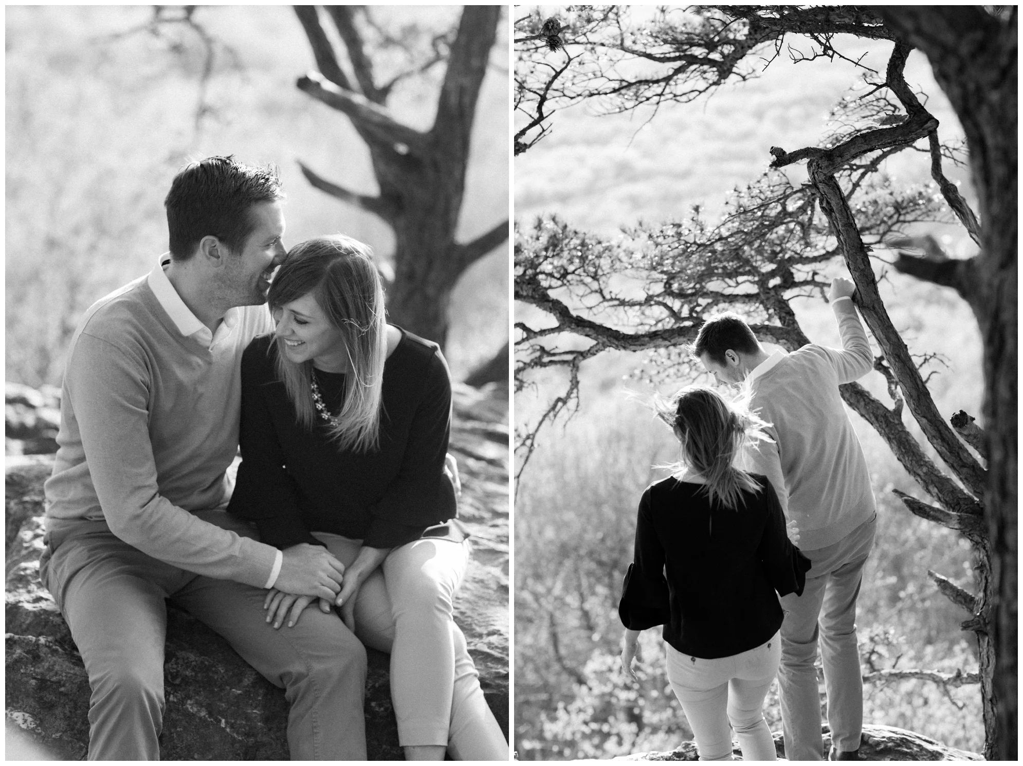 Spring engagement session at Bears Den at Bluemont, VA with two dogs