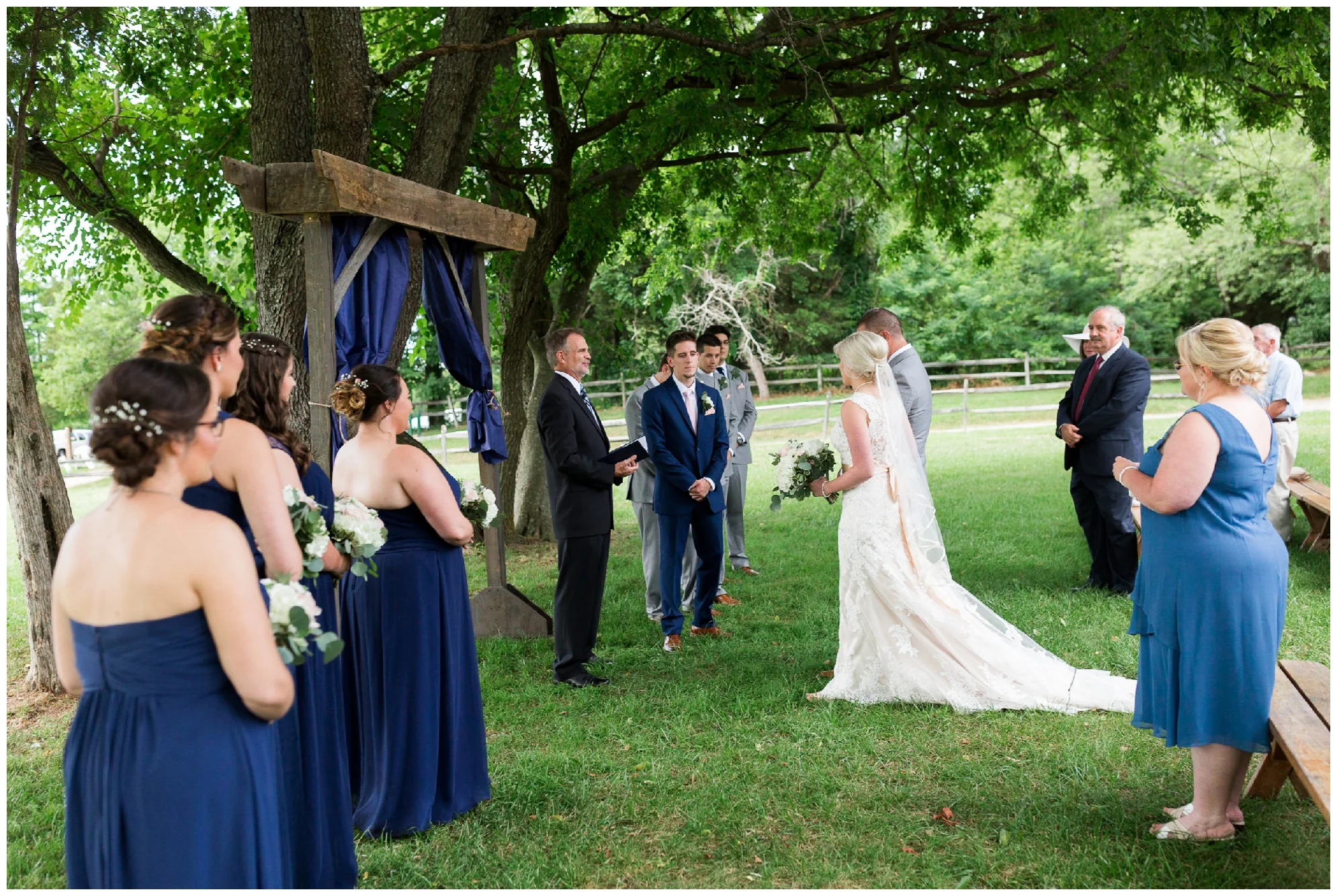 Gorgeous summer wedding at the stunning, waterside Jefferson Patterson Park featuring an outdoor ceremony, a dog guest of honor and sunset photos on the beach!