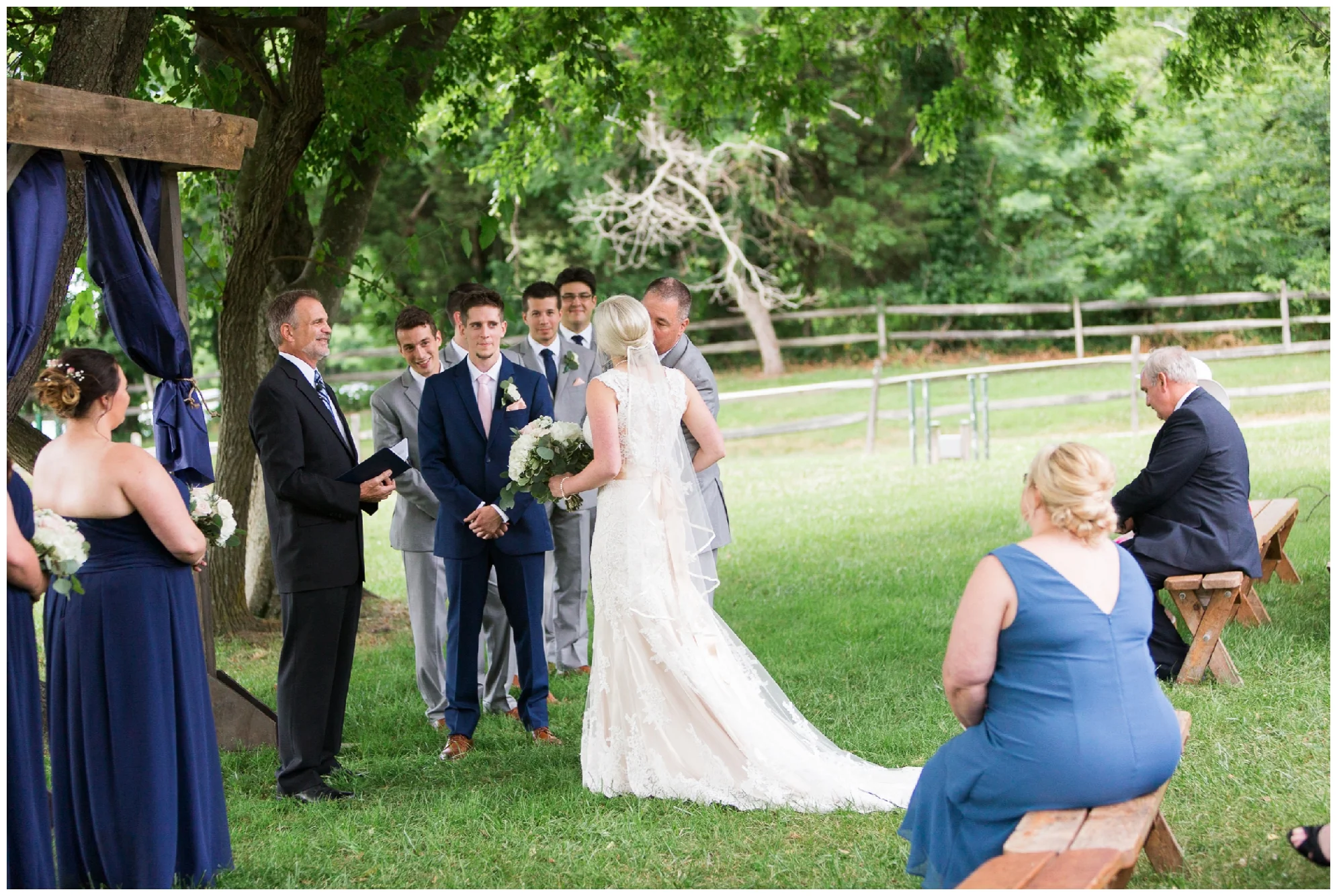 Gorgeous summer wedding at the stunning, waterside Jefferson Patterson Park featuring an outdoor ceremony, a dog guest of honor and sunset photos on the beach!