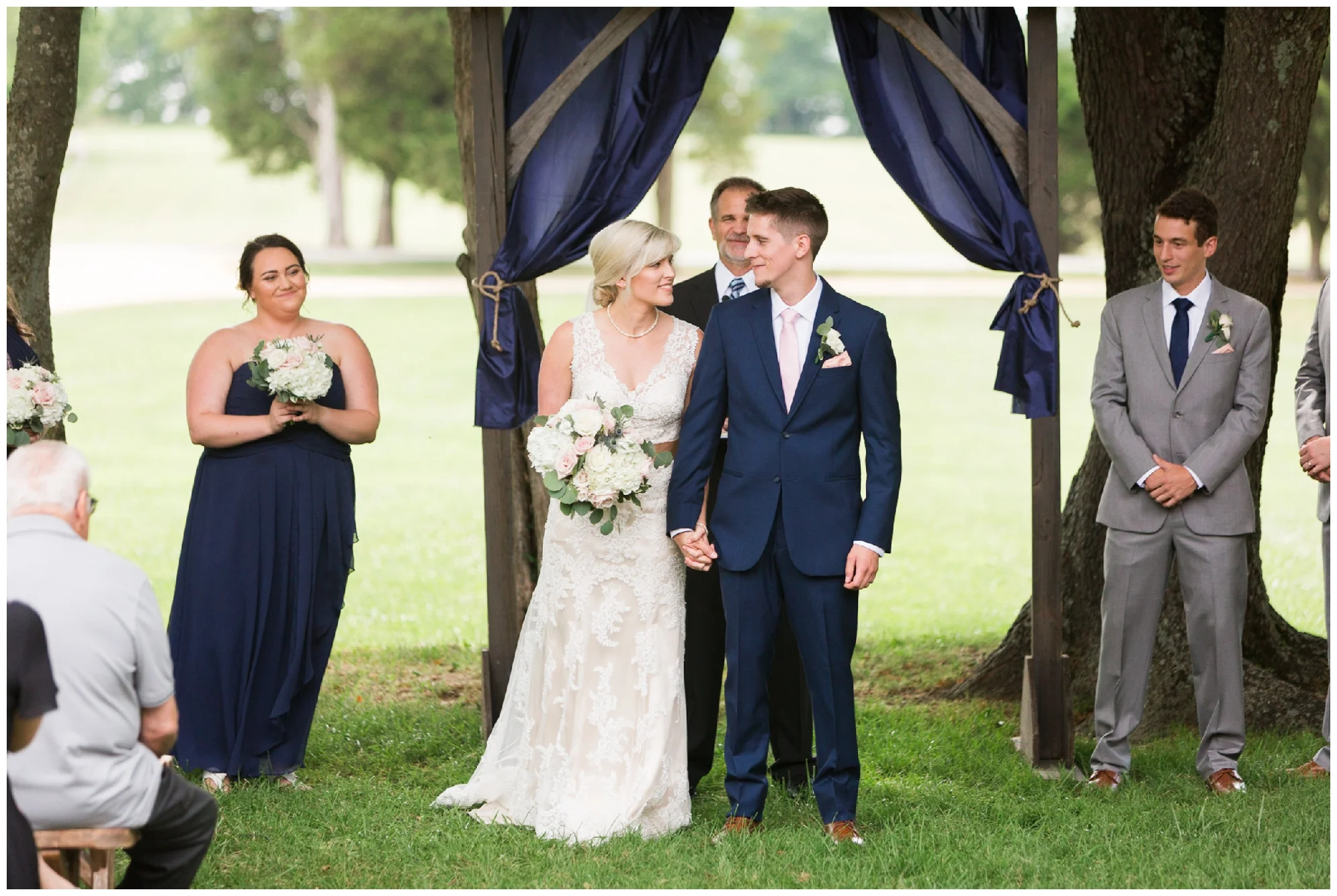 Gorgeous summer wedding at the stunning, waterside Jefferson Patterson Park featuring an outdoor ceremony, a dog guest of honor and sunset photos on the beach!