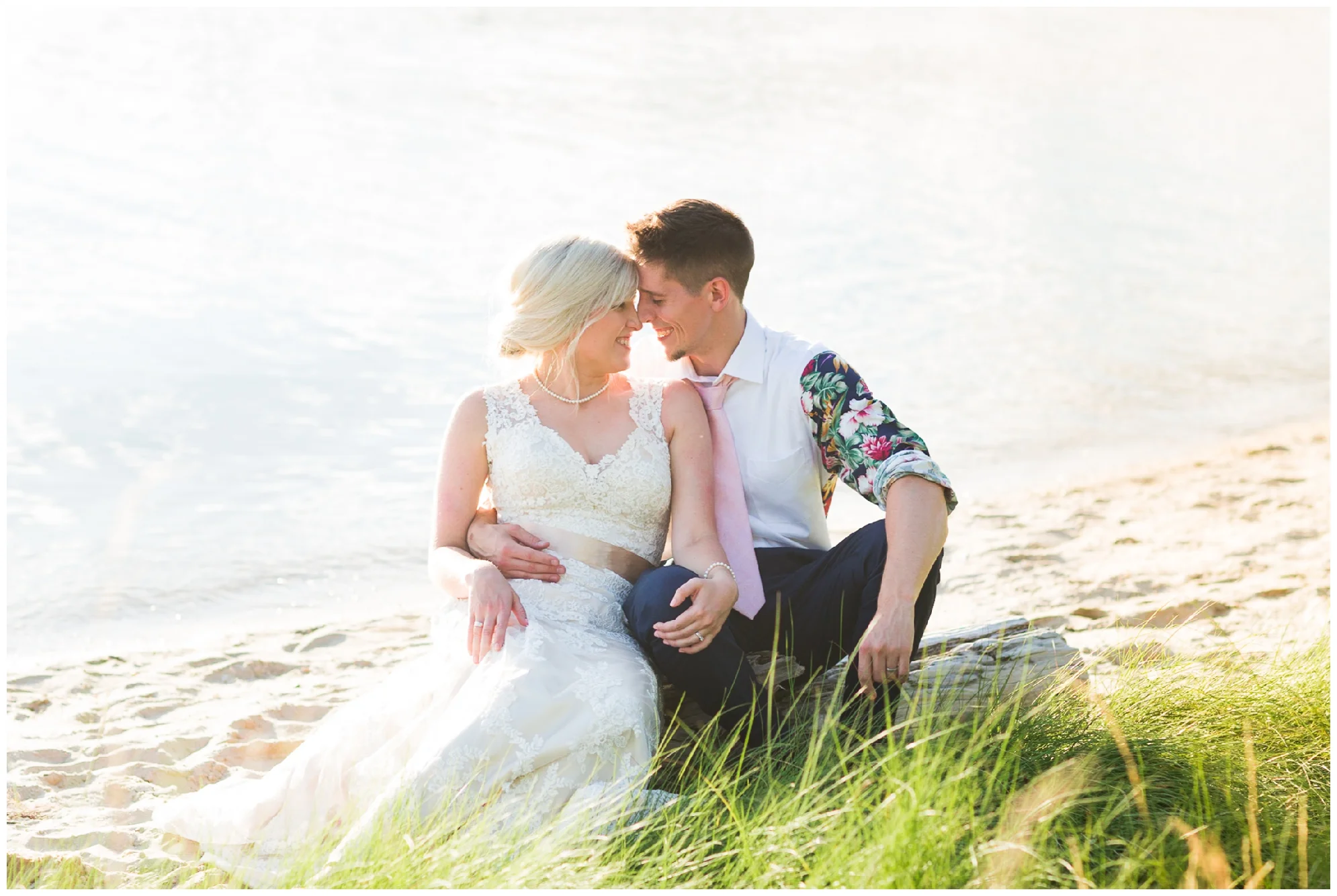 Gorgeous summer wedding at the stunning, waterside Jefferson Patterson Park featuring an outdoor ceremony, a dog guest of honor and sunset photos on the beach!