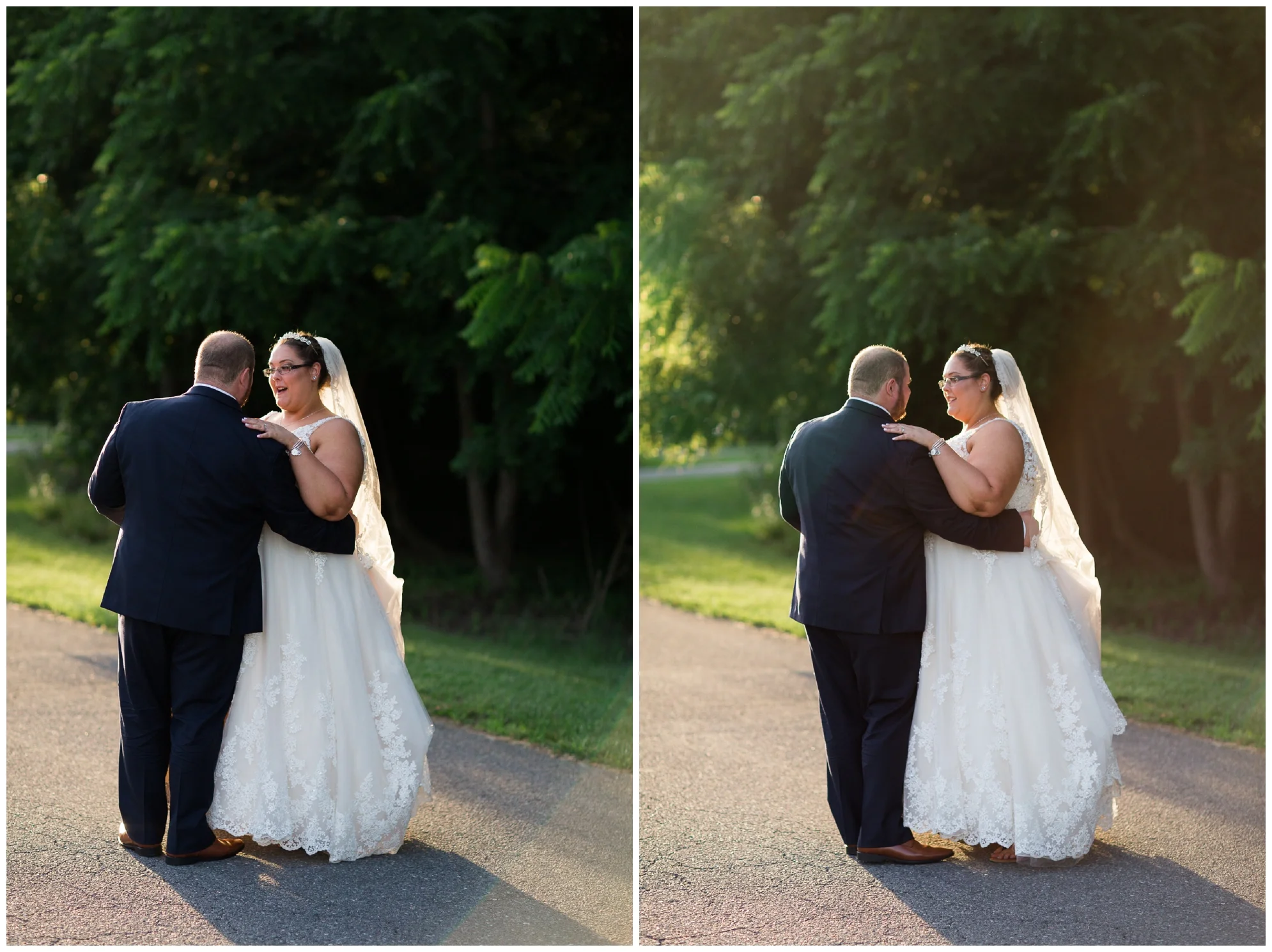 A beautiful navy and peach summer wedding at Quiet Waters Park in Annapolis, MD.