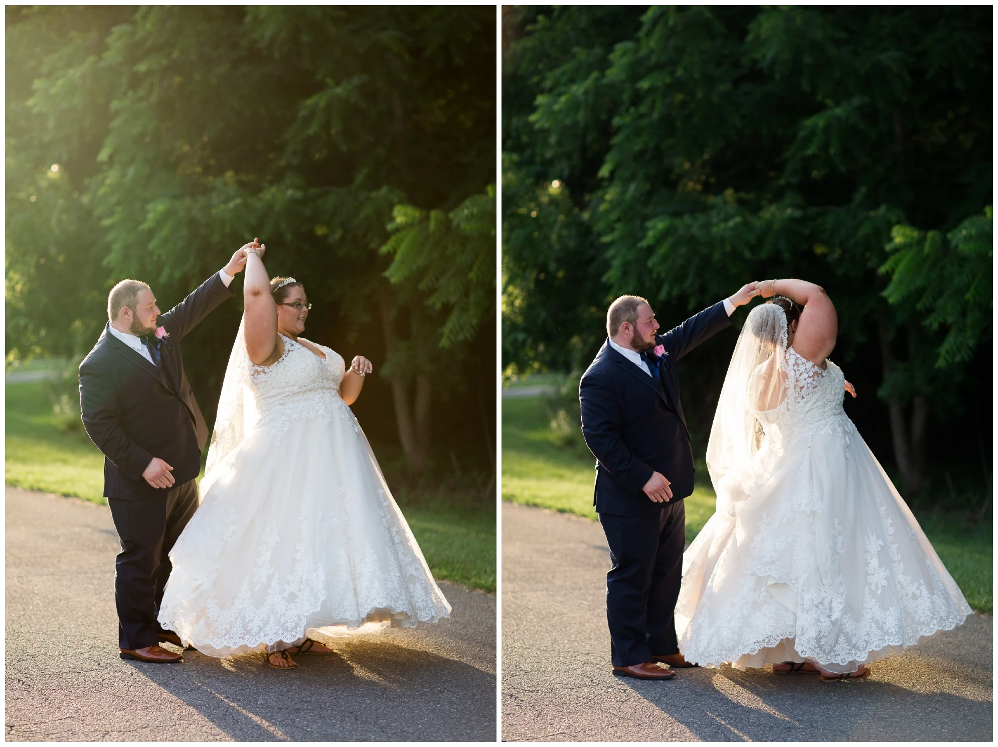 A beautiful navy and peach summer wedding at Quiet Waters Park in Annapolis, MD.