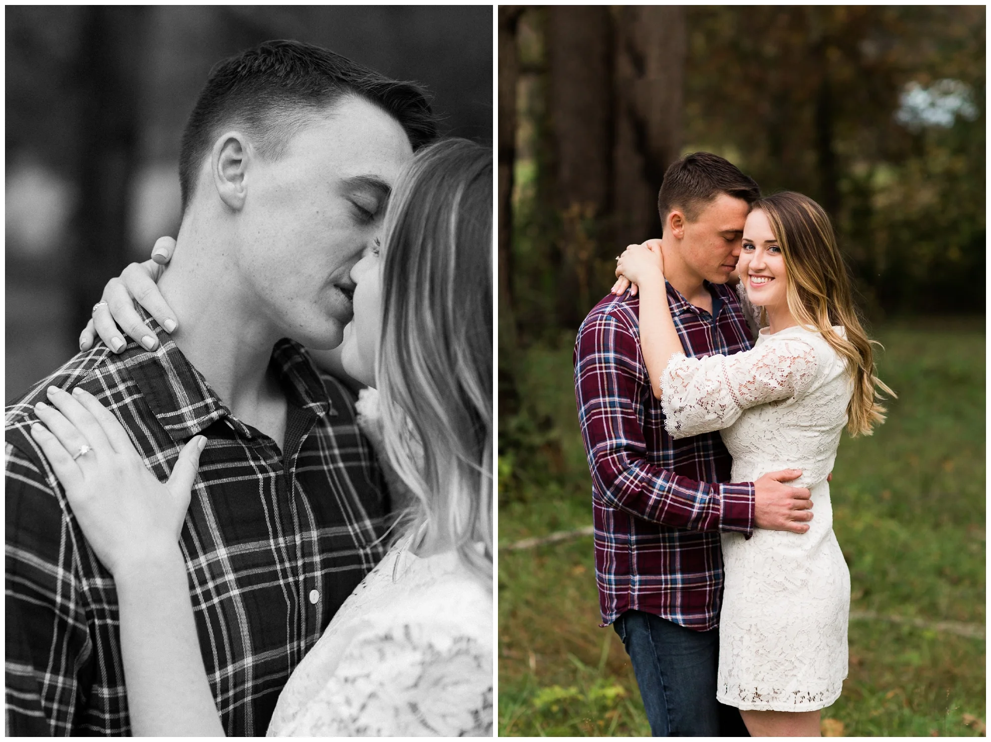 Fall engagement session at Wisdom Oak Winery near Charlottesville Virginia featuring reds, blues and a puppy!