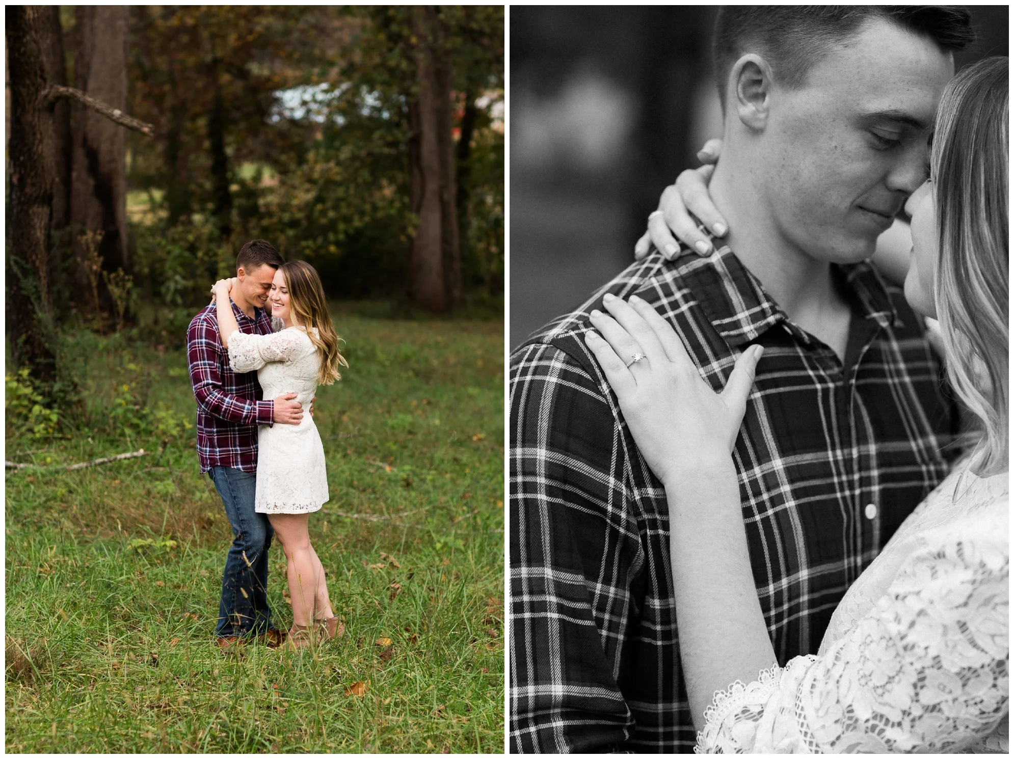 Fall engagement session at Wisdom Oak Winery near Charlottesville Virginia featuring reds, blues and a puppy!