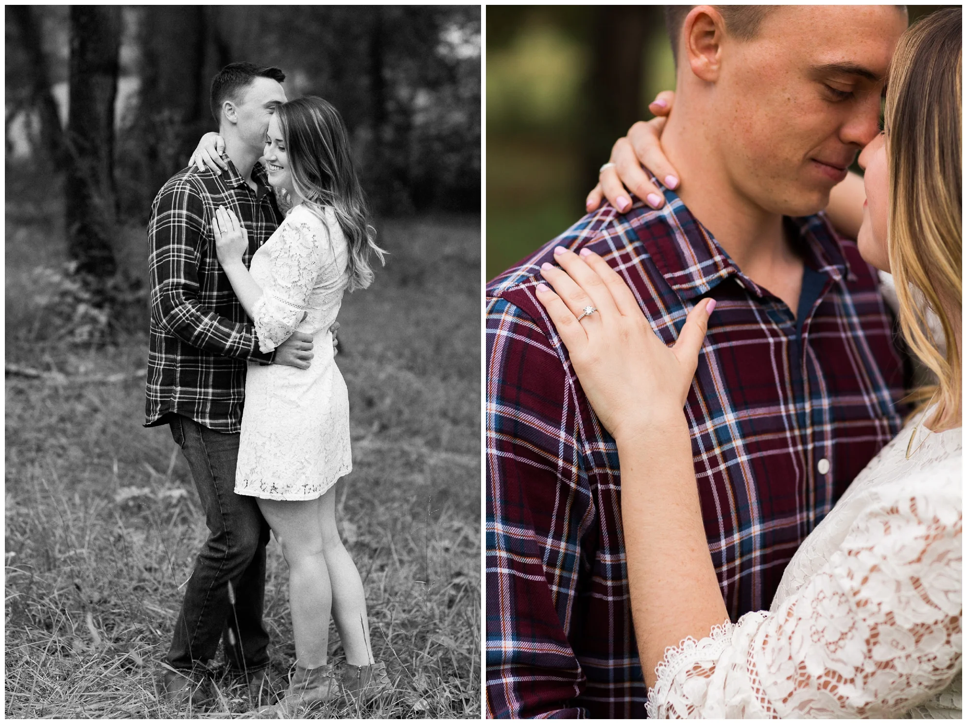 Fall engagement session at Wisdom Oak Winery near Charlottesville Virginia featuring reds, blues and a puppy!