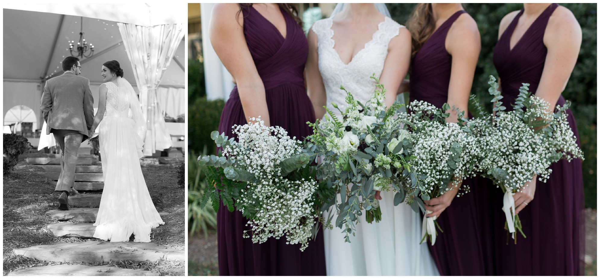 Fall wedding at Glen Ellen Farm featuring a beautiful golden and wine tones, an outdoor cocktail hour, and stunning florals