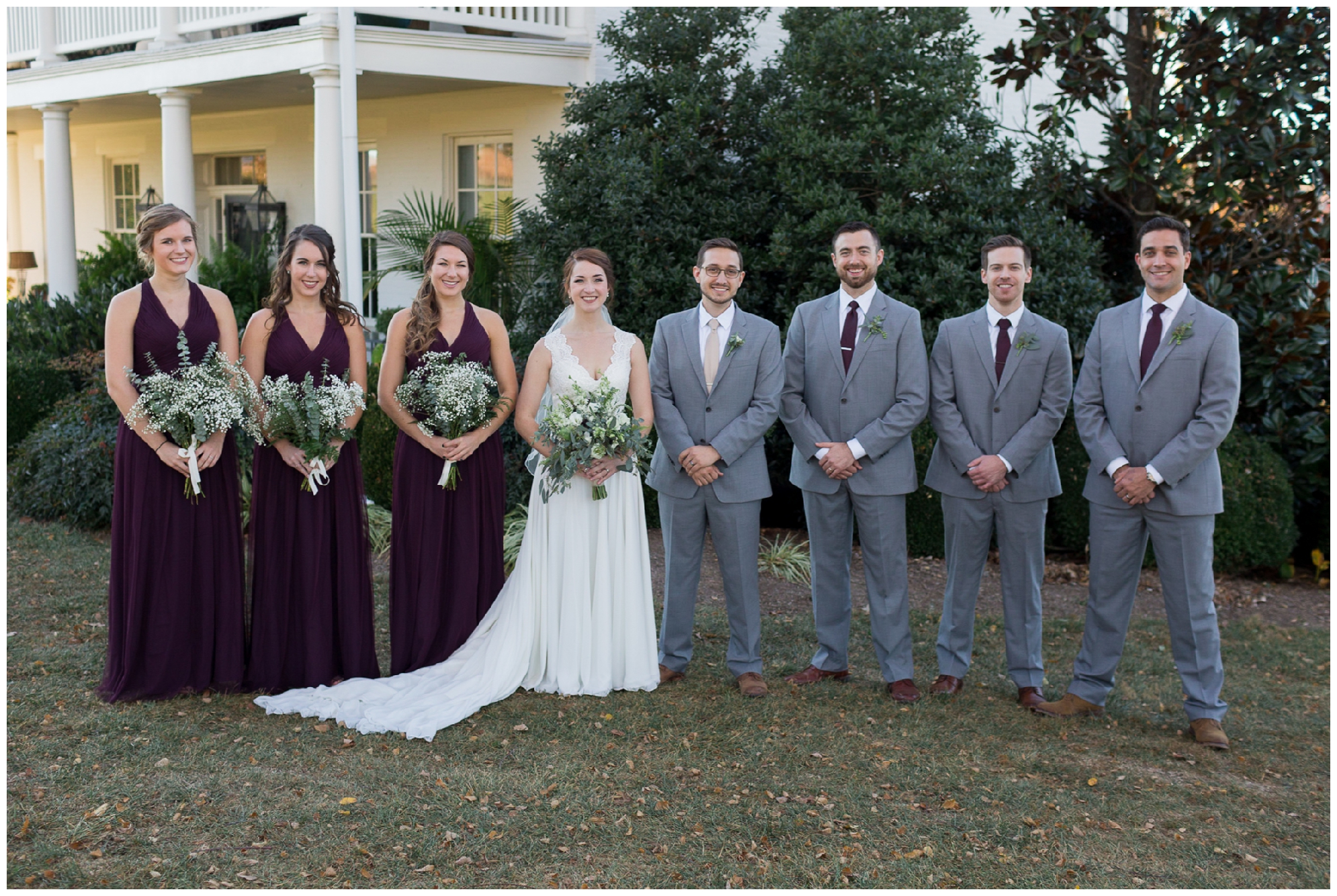Fall wedding at Glen Ellen Farm featuring a beautiful golden and wine tones, an outdoor cocktail hour, and stunning florals