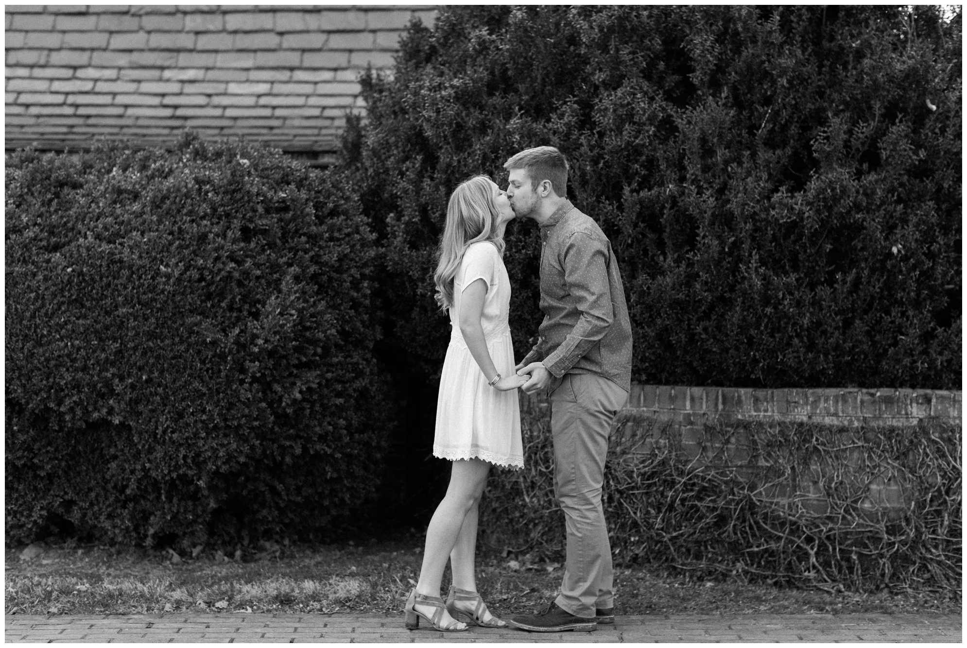 Winter engagement photo session at Gaie Lea wedding venue in Staunton, VA featuring mountain backdrops, golden hour light, a pond with a pier and cows!